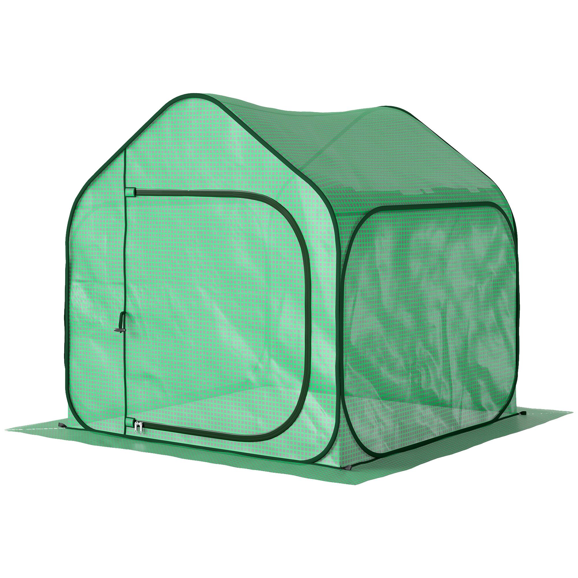 Maison Chic - Mini serre pop-up petite serre légumes plante fleurs avec porte à fermeture éclair en PE 150x148x148 cm vert - Image 1