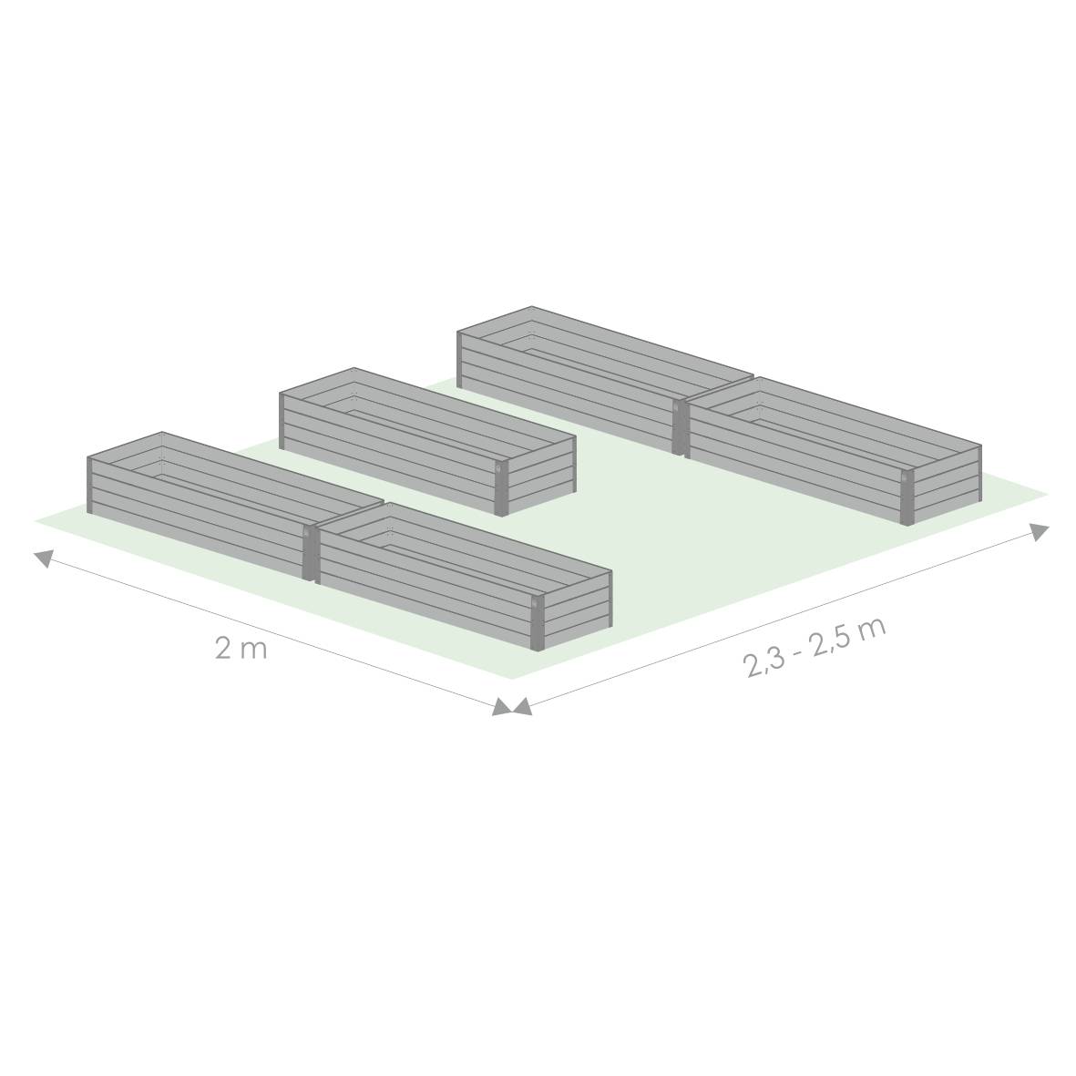 Kit de jardinière surélevées pour une serre 2,5x2 m, acier galvanisé, Klasika Greenhouses - Image 2