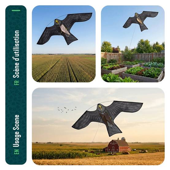 Cerf volant anti oiseaux effaroucheur sans mat Faucon modele D - Image 6