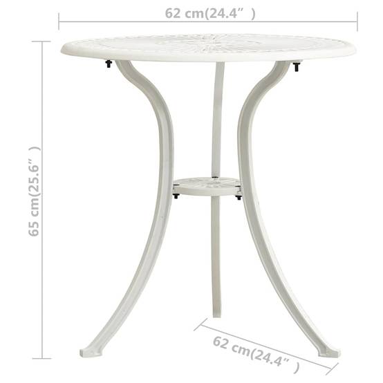 Vidaxl - Ensemble de bistro 3 pcs-Salons de jardin Aluminium coulé Blanc 410085 - Image 9