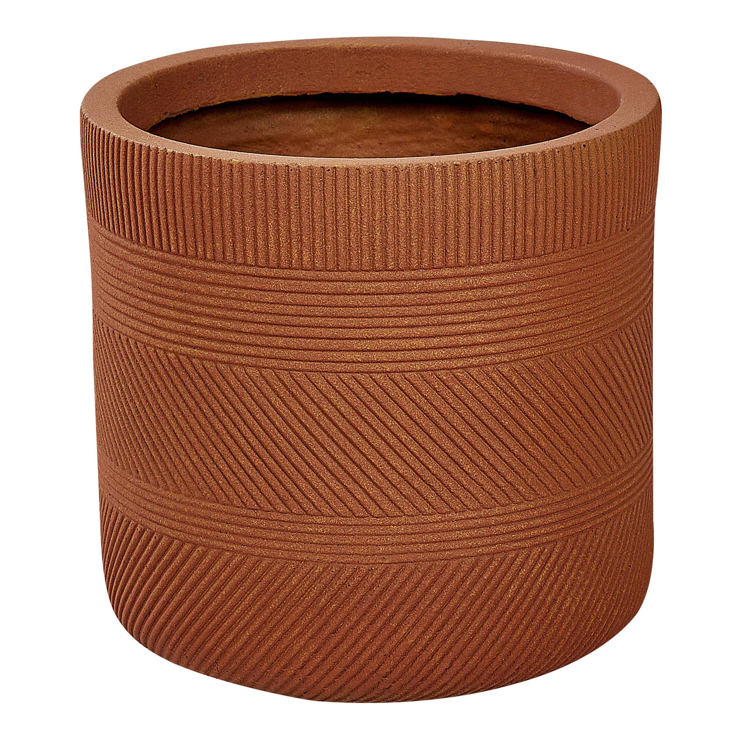 Beliani - Cache-pot Extérieur en Fibre Argile Marron Doré ⌀ 24 cm Pot de Fleur Rond pour l'Extérieur Motif Gaufré - Image 1