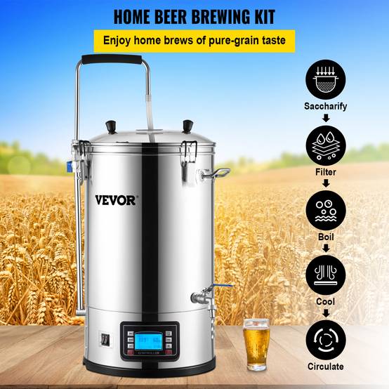 VEVOR Cuve brassage 30 L, système tout-en-un inox 35L, pompe, écran LCD, pour brassage maison. - Image 2