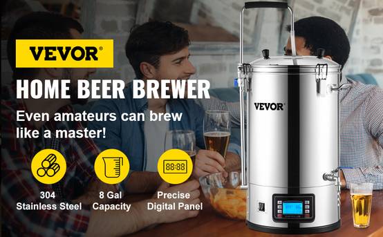 VEVOR Cuve brassage 30 L, système tout-en-un inox 35L, pompe, écran LCD, pour brassage maison. - Image 9