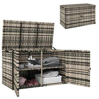 Coffre de jardin résine tressée gris 118 x 57 x 69 cm - PANGIVO