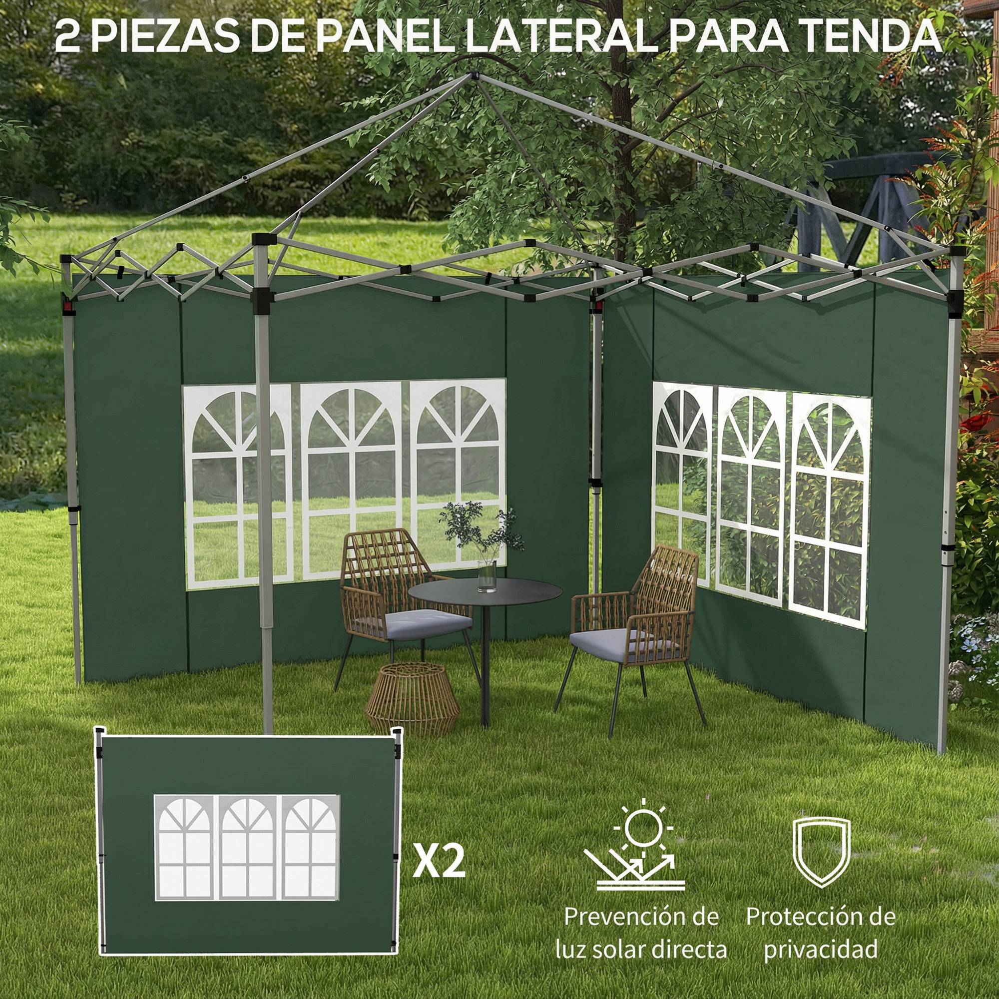 Parois Latérales Tissu Oxford pour Tonnelle Jardin avec Fenêtre 295x195 cm Vert - ComfortXL Outdoor Living - Image 6