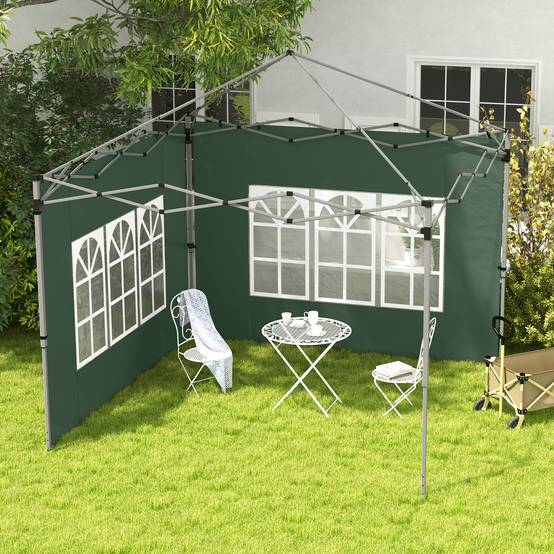 Parois Latérales Tissu Oxford pour Tonnelle Jardin avec Fenêtre 295x195 cm Vert - ComfortXL Outdoor Living - Image 3