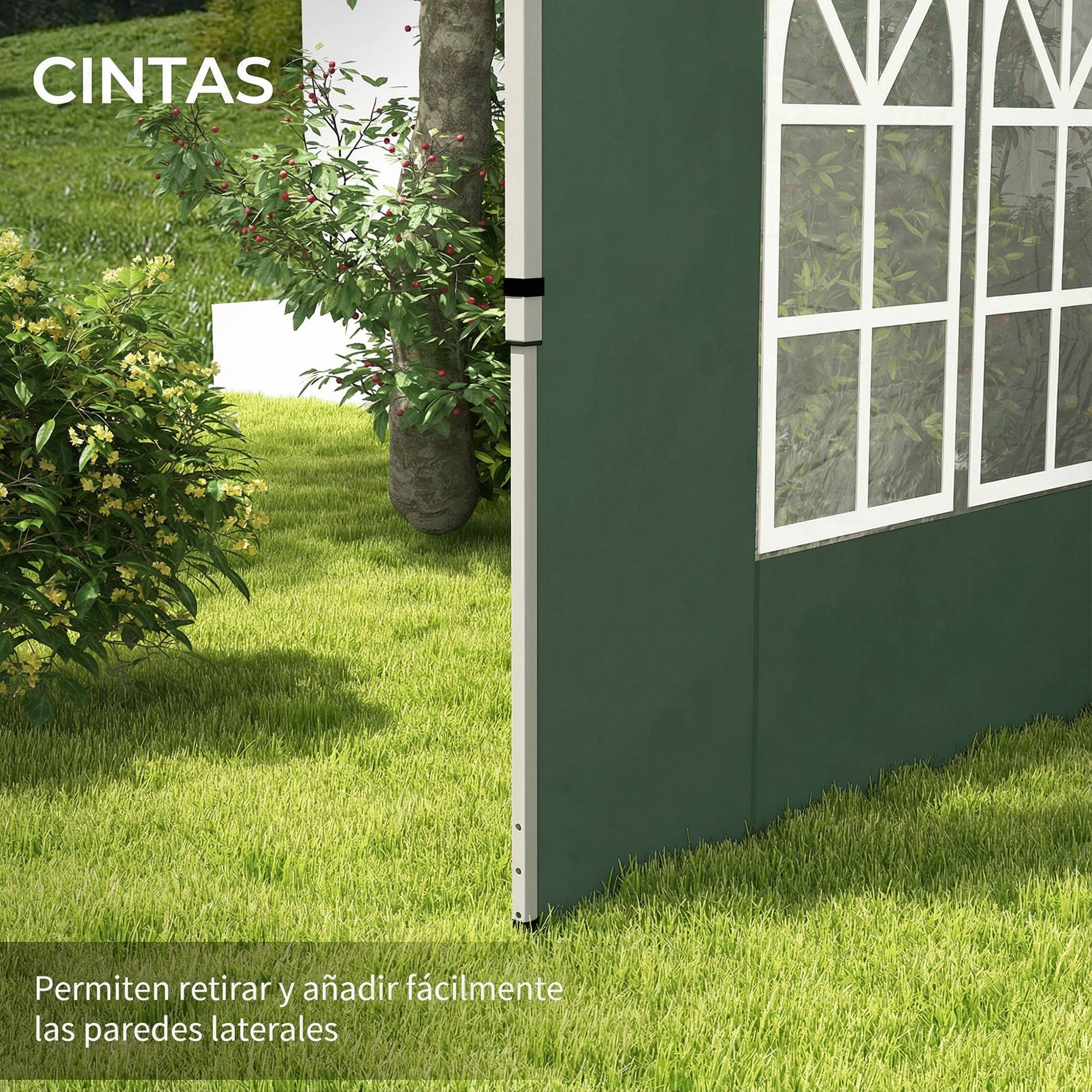 Parois Latérales Tissu Oxford pour Tonnelle Jardin avec Fenêtre 295x195 cm Vert - ComfortXL Outdoor Living - Image 7