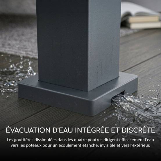 Ombrea - Pergola bioclimatique Ombréa autoportante VS 3x4M Anthracite + 1 store 4M anthracite - Image 6
