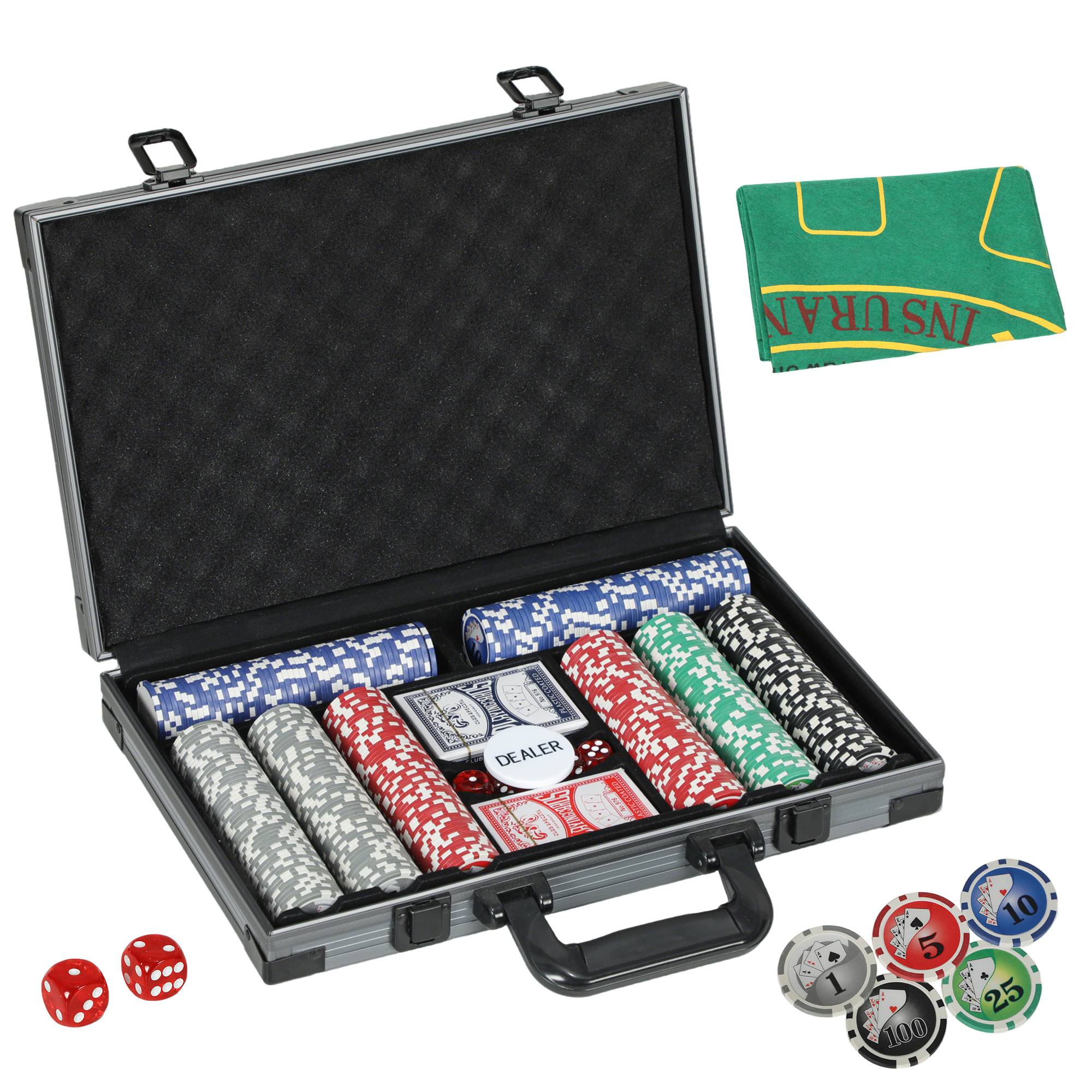Mallette de poker coffret de poker complet 400 jetons, boîtier en ABS, cartes à jouer, dés, dealer, tapis, clés - Image 2