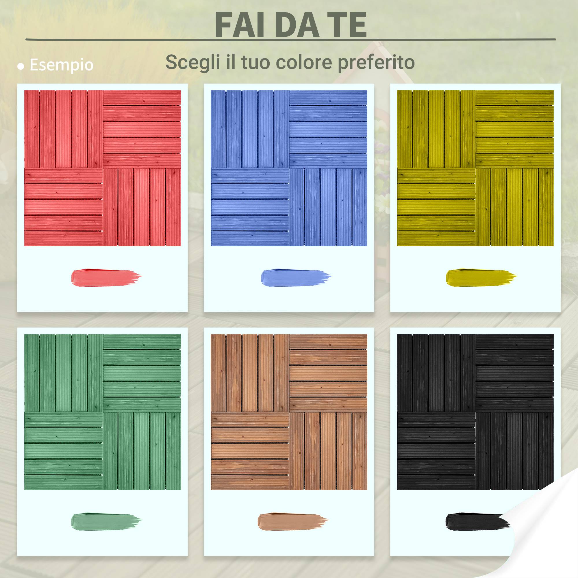ComfortXL - Dalles de terrasse clipsables en bois de sapin et PVC noir 30 x 30 cm lot de 27 pour extérieur antidérapant - Image 8