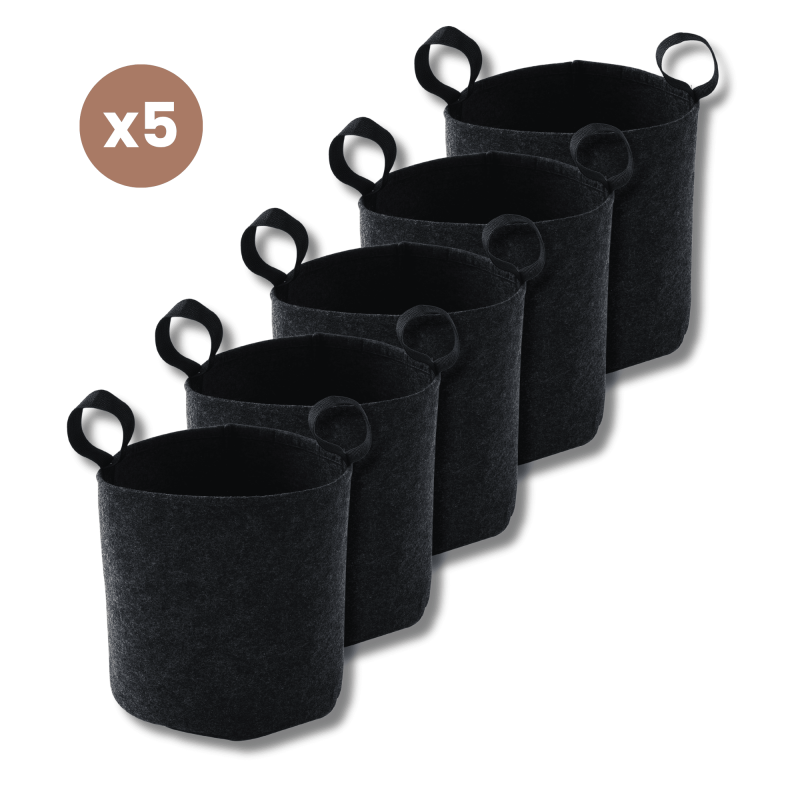 Autre - Lot de 5 Sac plantation feutre géotextile ø 25 cm 12,3 L Noir - Bag 4 Plant - Image 1