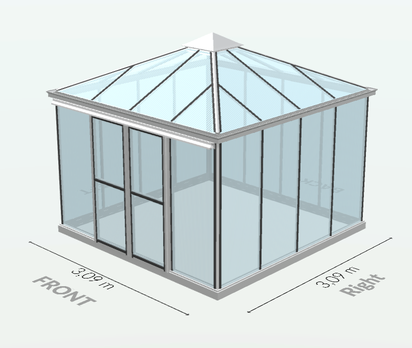 15m²  -  Serre en polycarbonate 8 mm alvéolés  - Euro Pyra - Alu - 15m² - ALUMINIUM - L'atelier Des Serres - Image 6