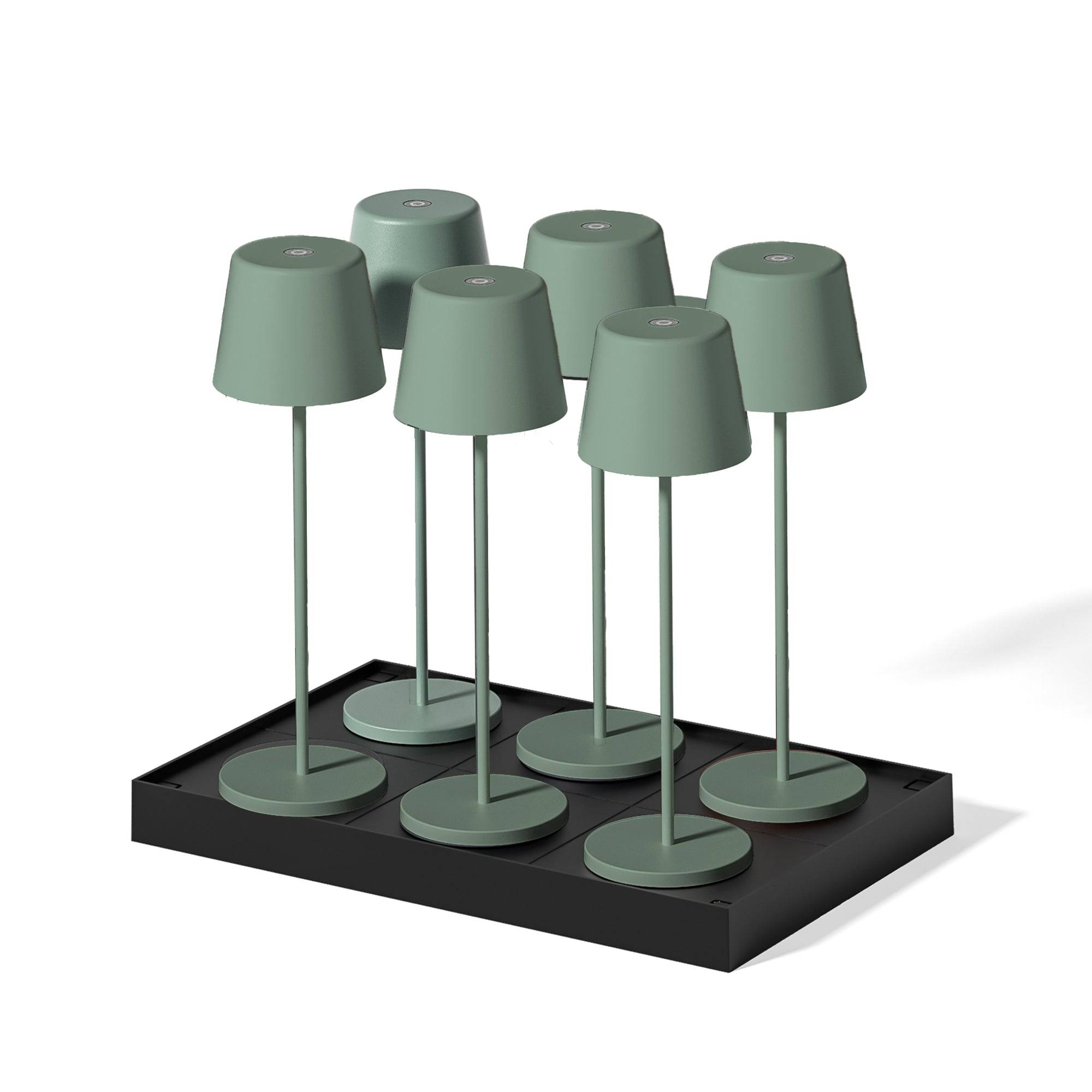 Lumisky - 6 Lampes de table KELLY Vert H38cm + base de chargement - Image 1