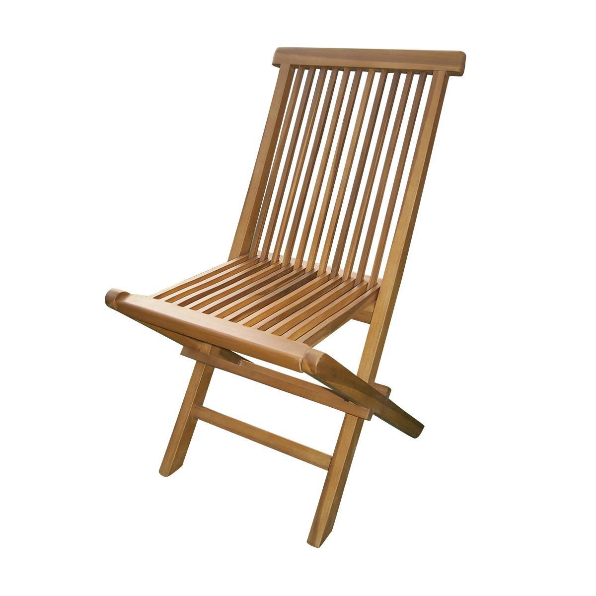 Salon de jardin en teck grade C Lombok : table ronde + 4 chaises - Cémonjardin - Image 3