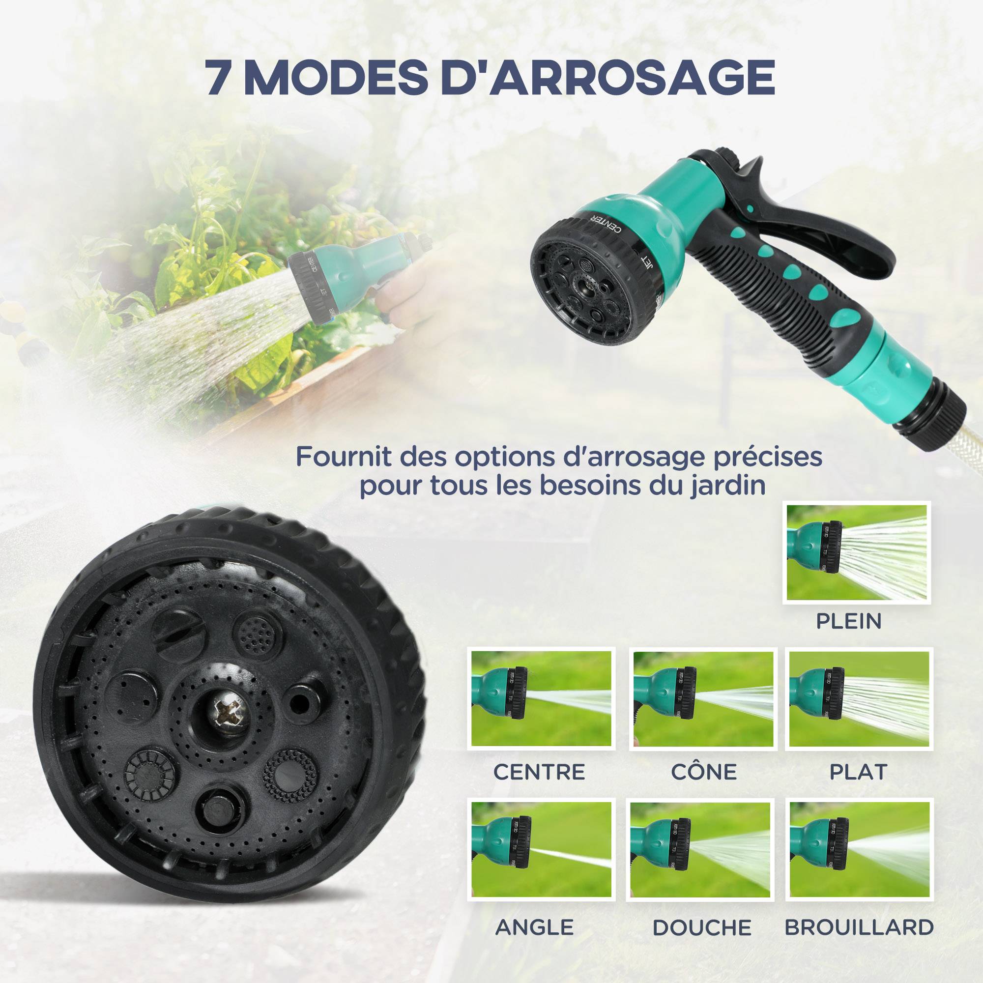 Enrouleur Tuyau Arrosage Mural 30 m x Ø 15 mm Dévidoir Automatique de Tuyaux d'Eau Rétractable Automatique vert - Image 9