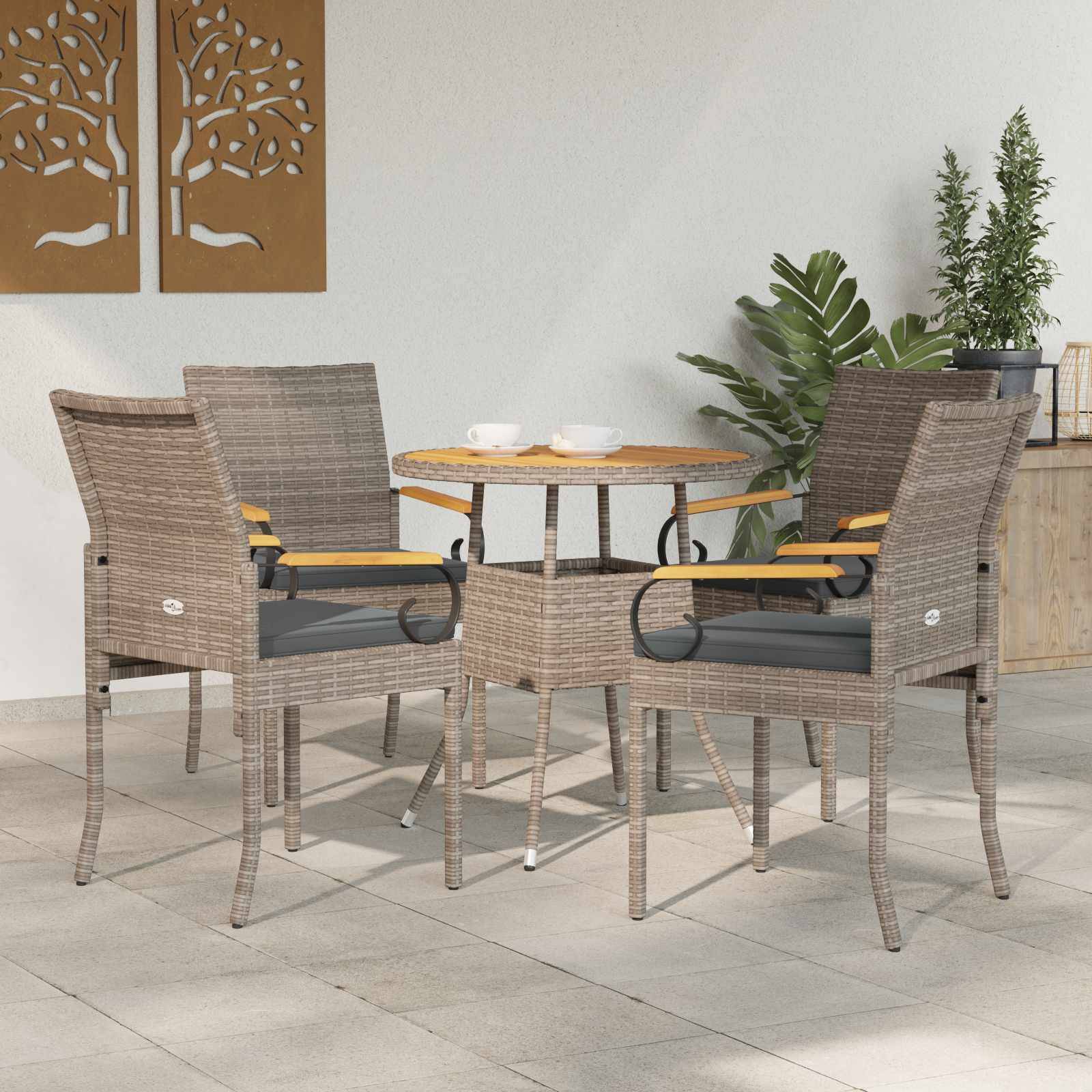 Chaises de jardin polyrotin et acier gris 59.5 x 50 x 88 cm, Poids:26.2kg - PANGIVO