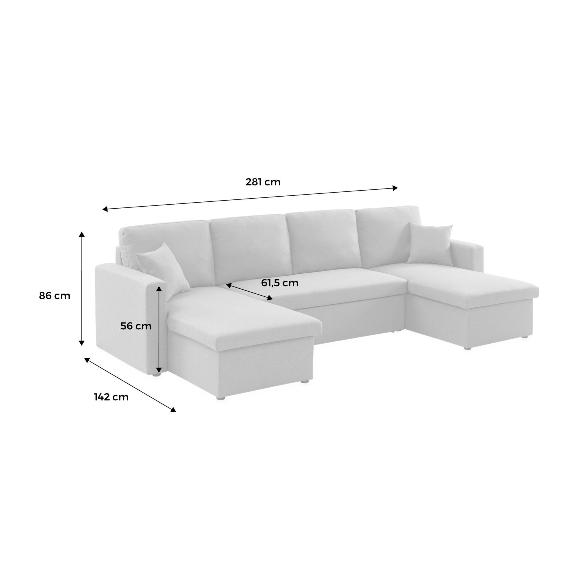 sweeek - Canapé panoramique convertible 4 places tissu bouclette. Urban. L 281 x P 142 x H 86cm | sweeek - Image 7