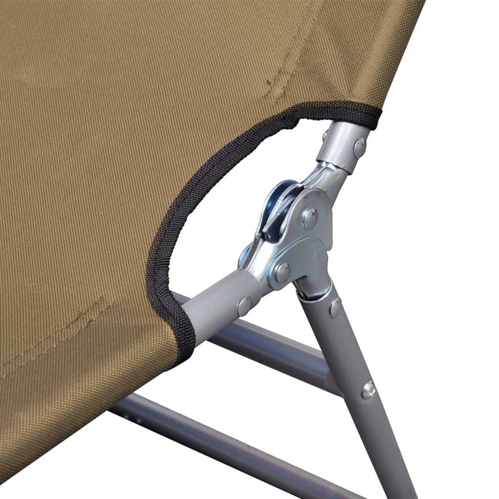 Helloshop26 - Transat chaise longue bain de soleil lit de jardin terrasse meuble d'extérieur pliable et coussin de tête dossier réglable taupe - Image 6