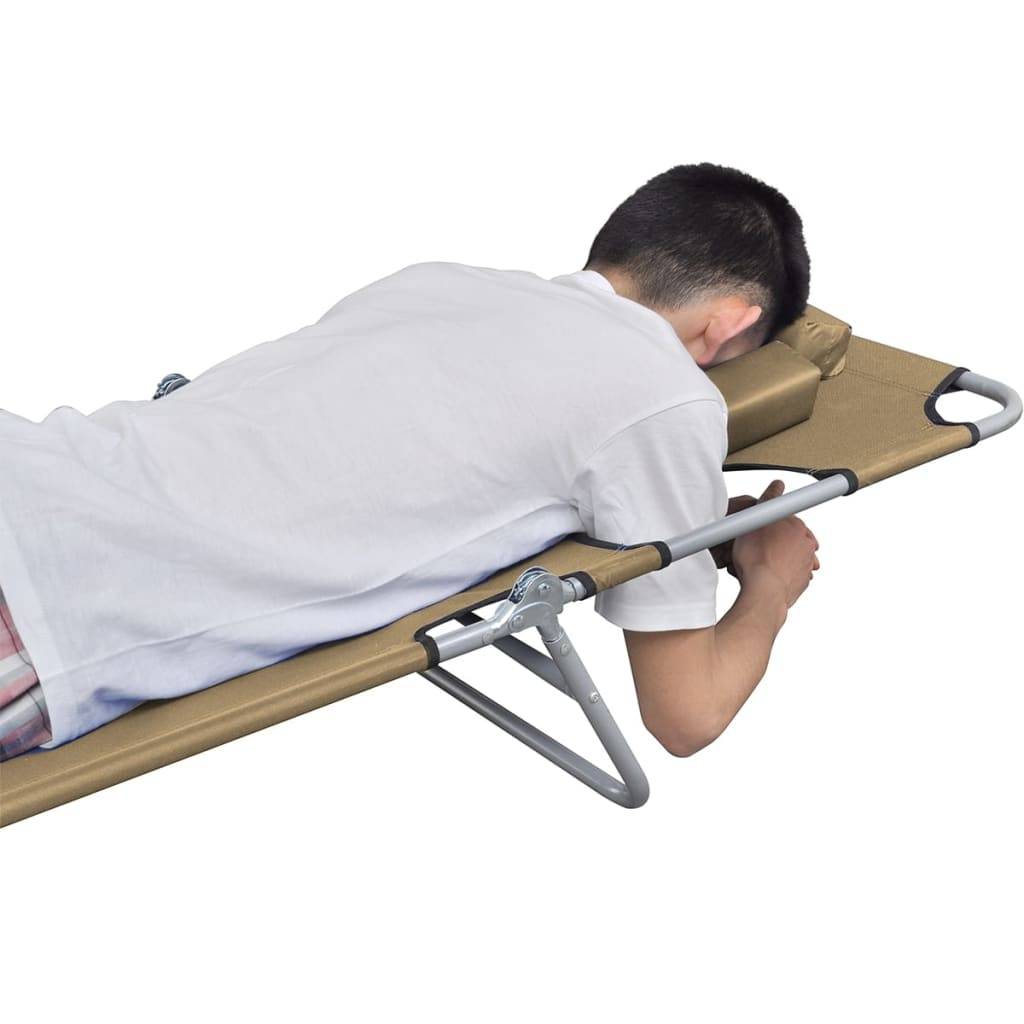 Helloshop26 - Transat chaise longue bain de soleil lit de jardin terrasse meuble d'extérieur pliable et coussin de tête dossier réglable taupe - Image 5