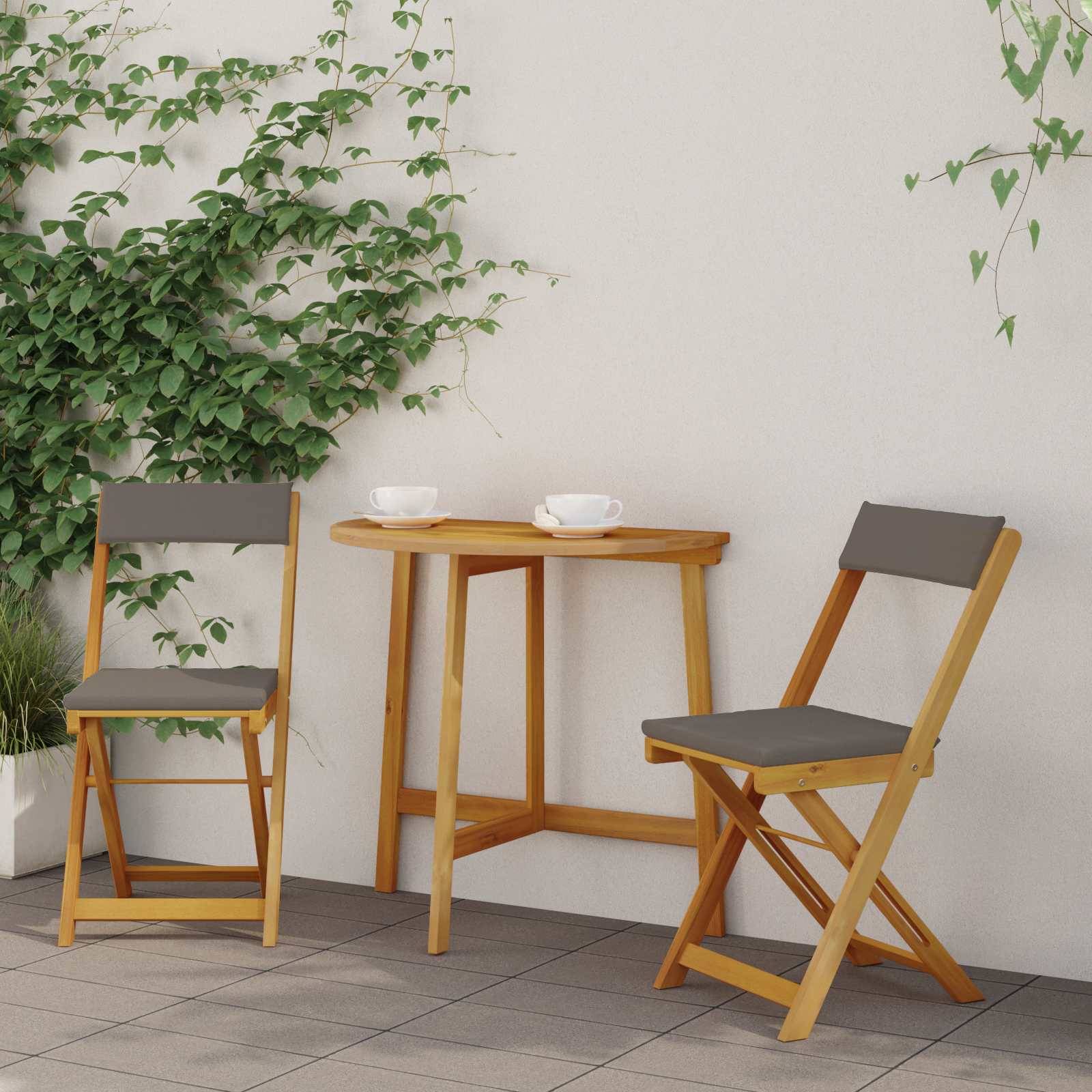 Chaises de jardin bois d'acacia gris foncé 40 x 53 x 80 cm, Poids:8kg - PANGIVO - Image 1