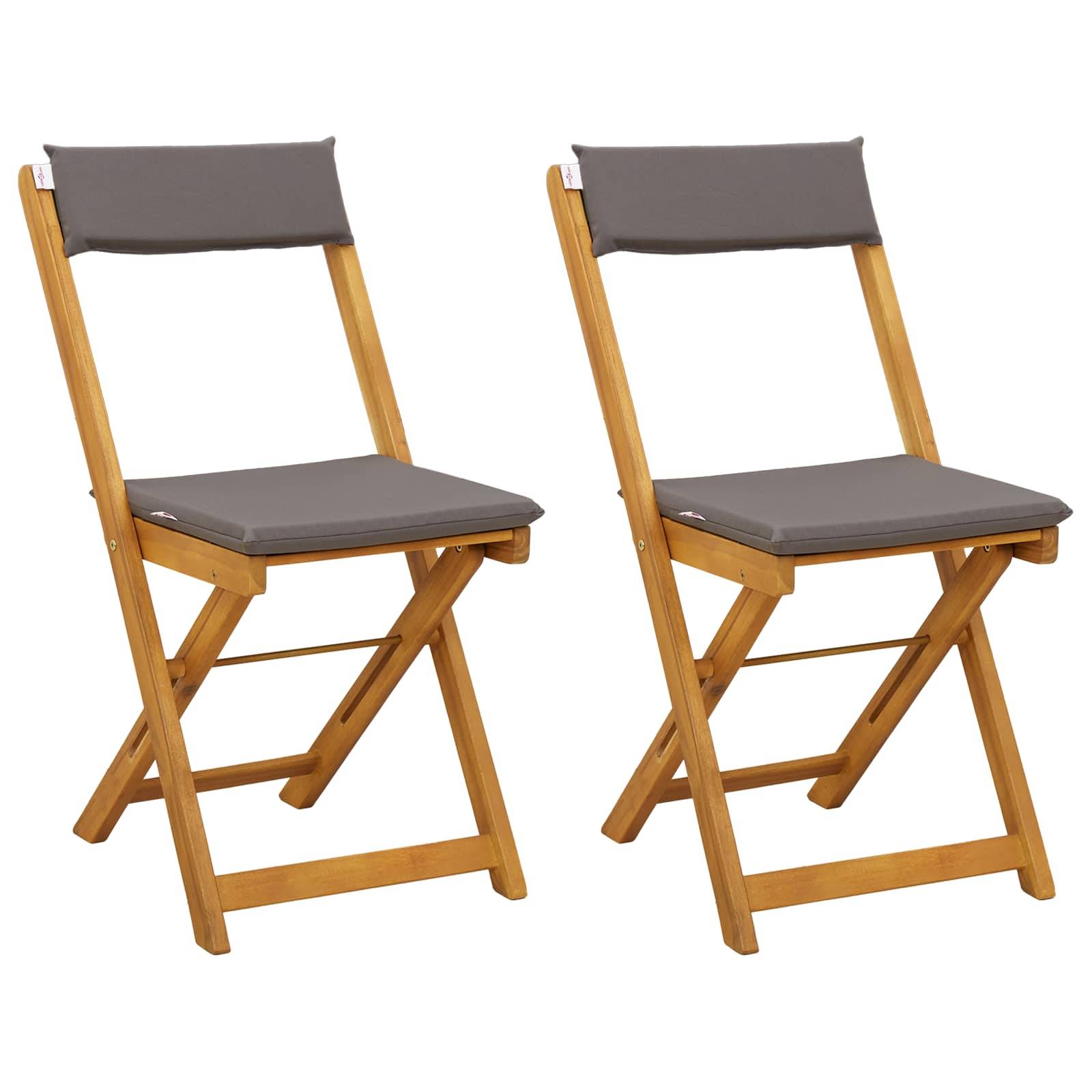 Chaises de jardin bois d'acacia gris foncé 40 x 53 x 80 cm, Poids:8kg - PANGIVO - Image 2