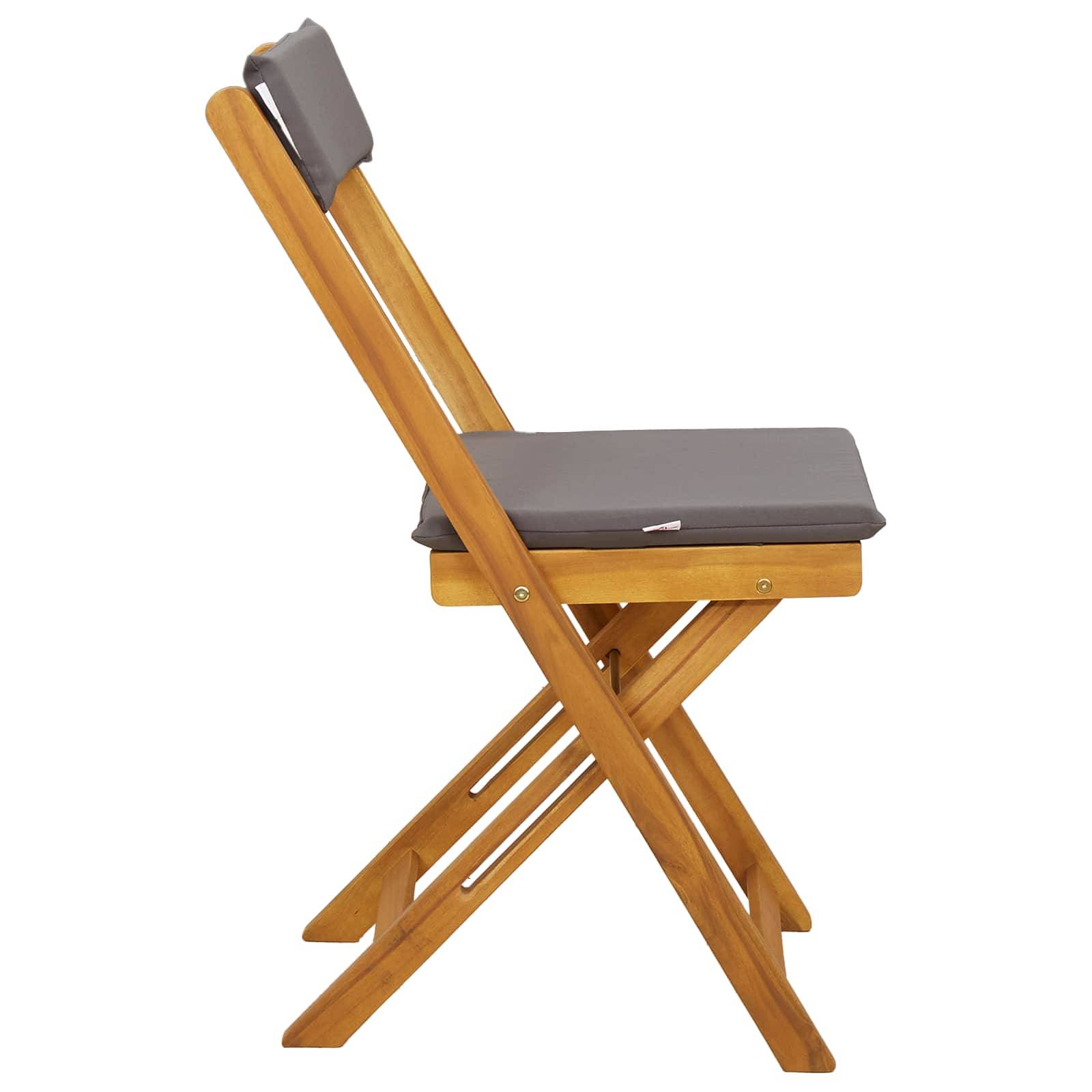 Chaises de jardin bois d'acacia gris foncé 40 x 53 x 80 cm, Poids:8kg - PANGIVO - Image 7
