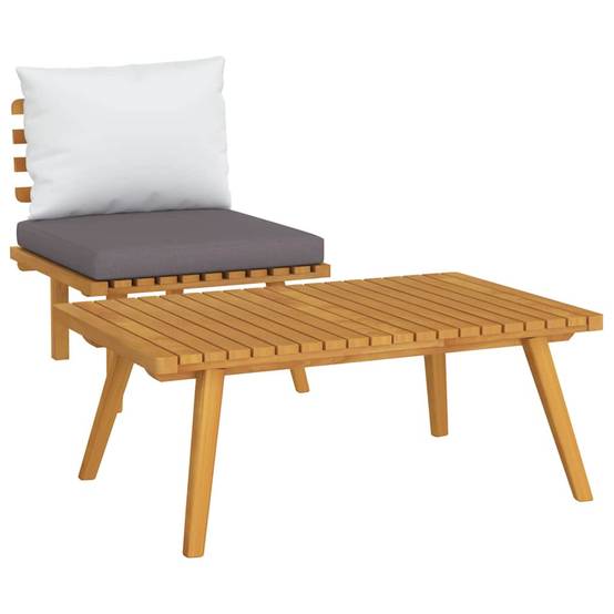 ComfortXL - Petit salon de jardin 2 pièces Bois d'Acacia Massif Canapé et Table pour Balcon Gris – ComfortXL Outdoor Living - Image 2