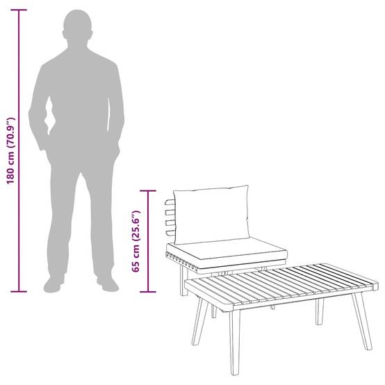 ComfortXL - Petit salon de jardin 2 pièces Bois d'Acacia Massif Canapé et Table pour Balcon Gris – ComfortXL Outdoor Living - Image 10