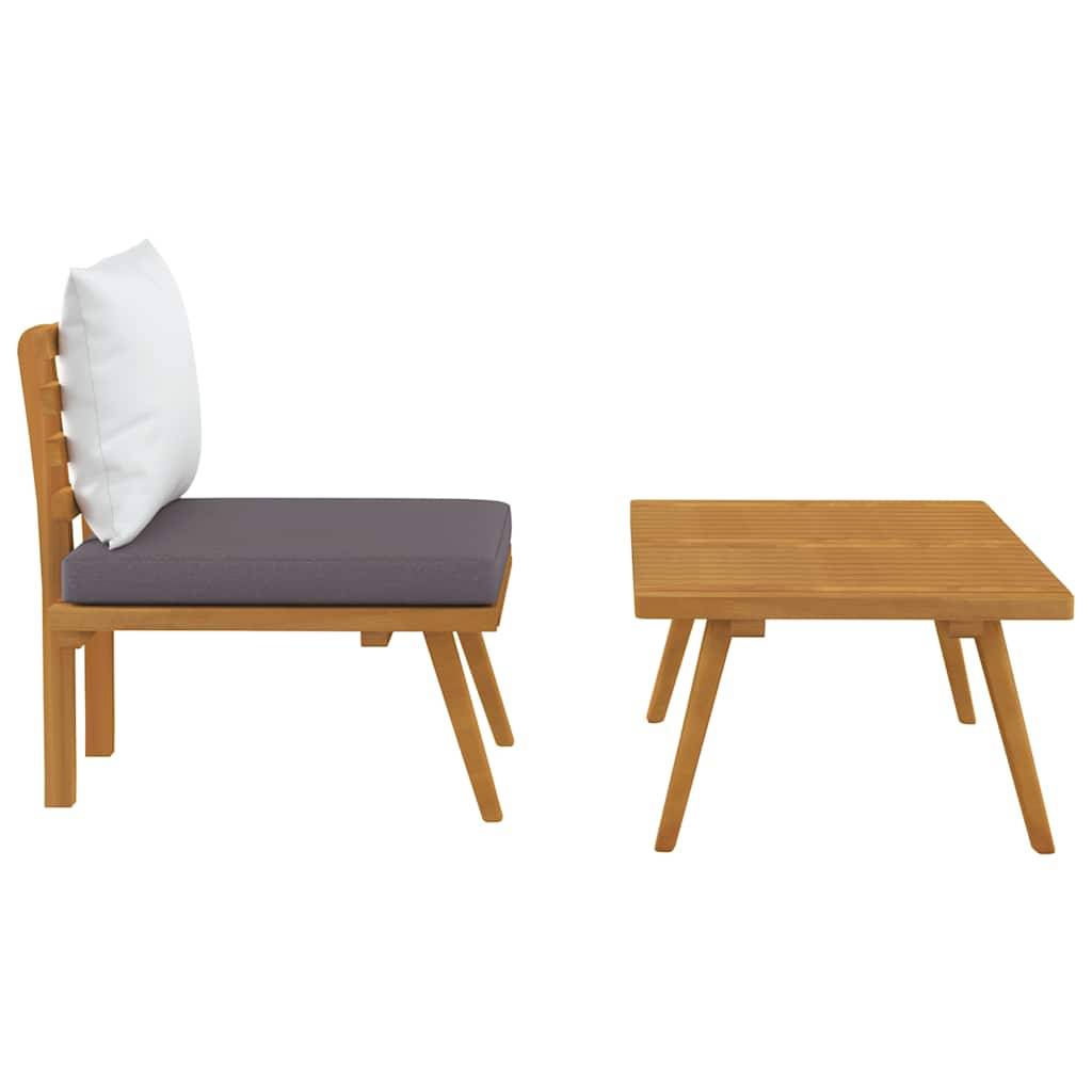 ComfortXL - Petit salon de jardin 2 pièces Bois d'Acacia Massif Canapé et Table pour Balcon Gris – ComfortXL Outdoor Living - Image 5