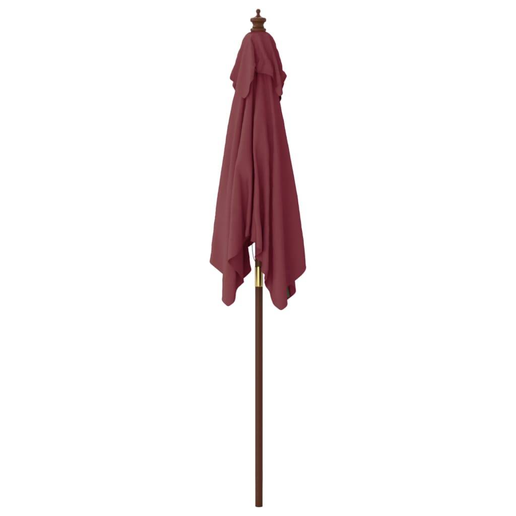 Helloshop26 - Parasol de jardin avec mât en bois 198 x 198 x 231 cm bordeaux rouge - Image 3
