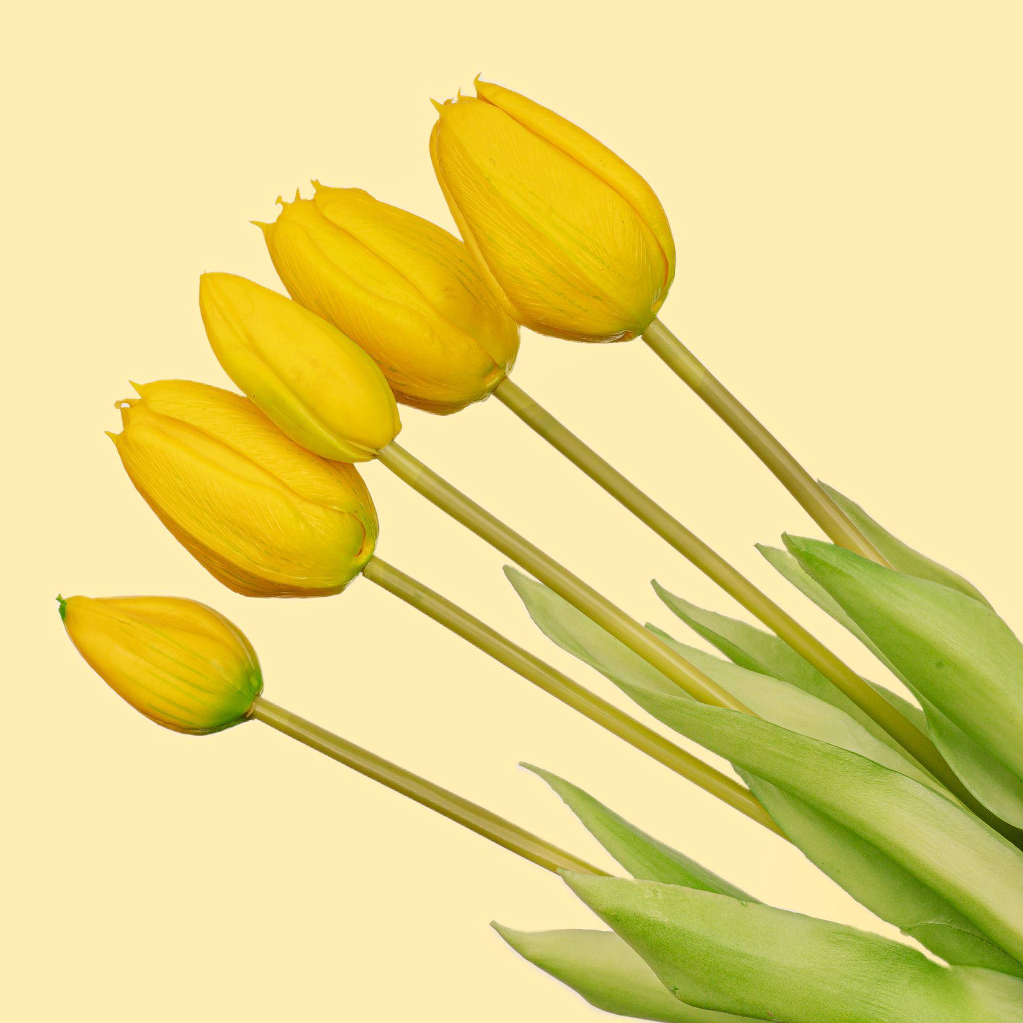 PANGIVO - Vase avec tulipes artificielles céramique jaune 15 x 15 x 42 cm - PANGIVO - Image 3