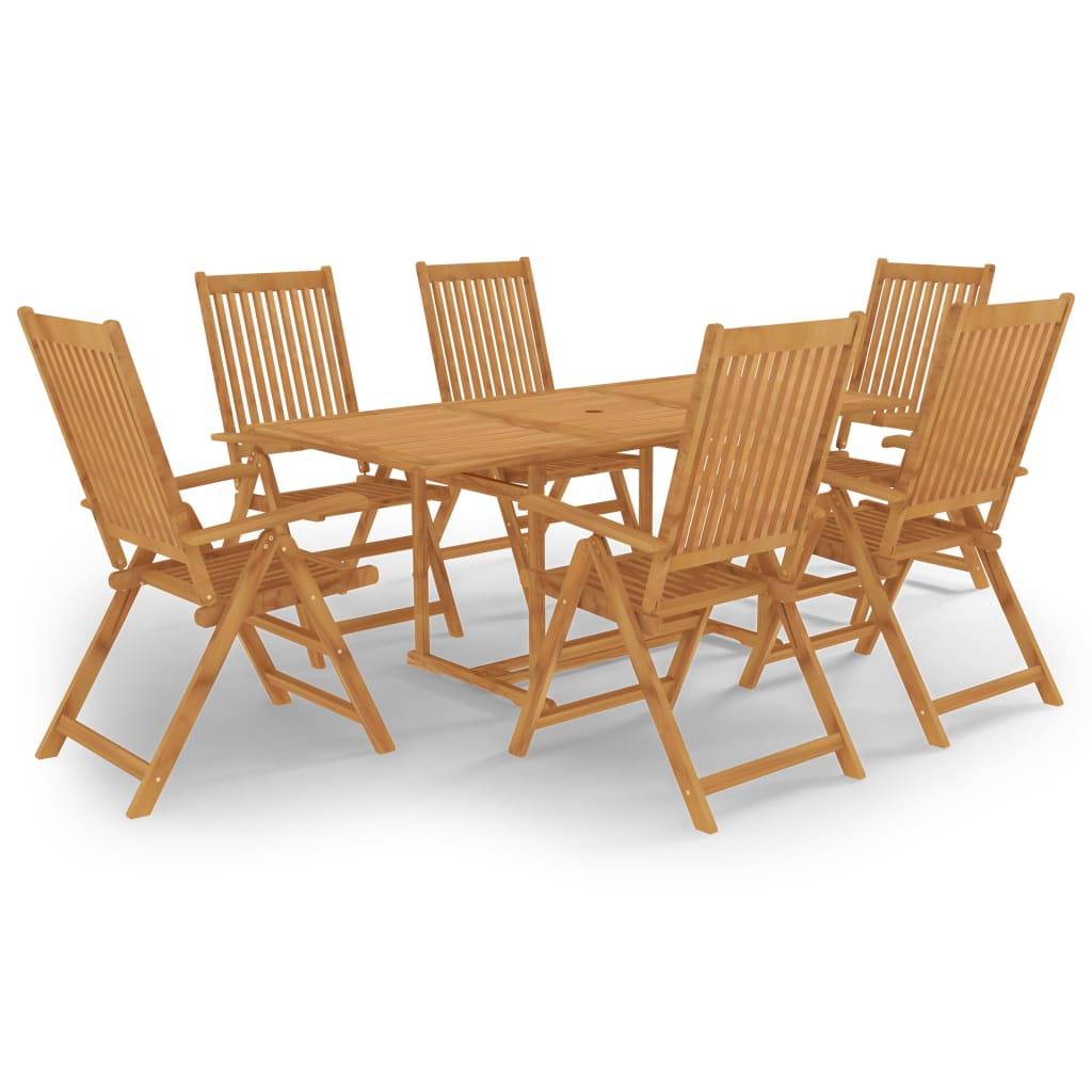 ComfortXL - Ensemble Table et Chaises Jardin 7 Pièces Bois de Teck Massif Résistant Intempéries Repas Convivial Brun – ComfortXL Outdoor Living - Image 1