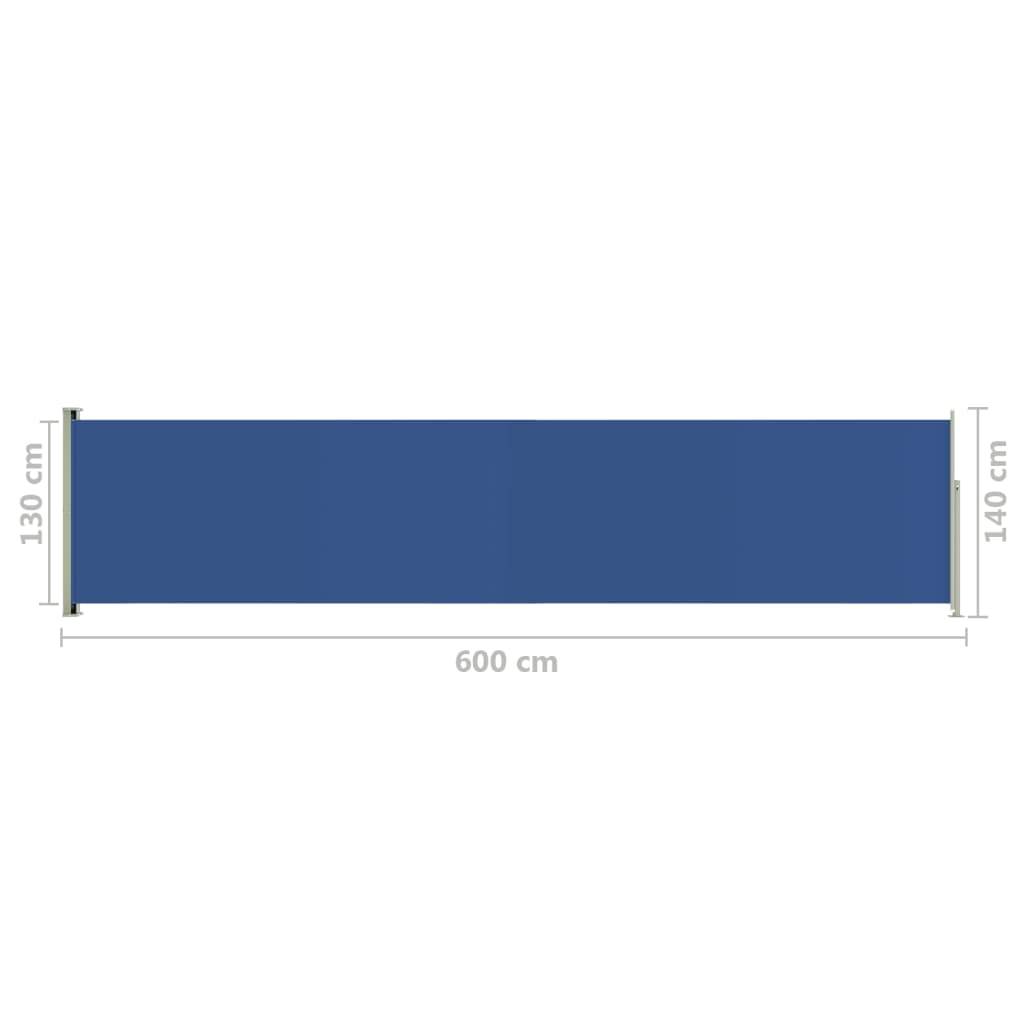 Helloshop26 - Auvent paravent store brise-vue latéral rétractable de patio jardin terrasse balcon protection visuelle écran 140 x 600 cm bleu - Image 5
