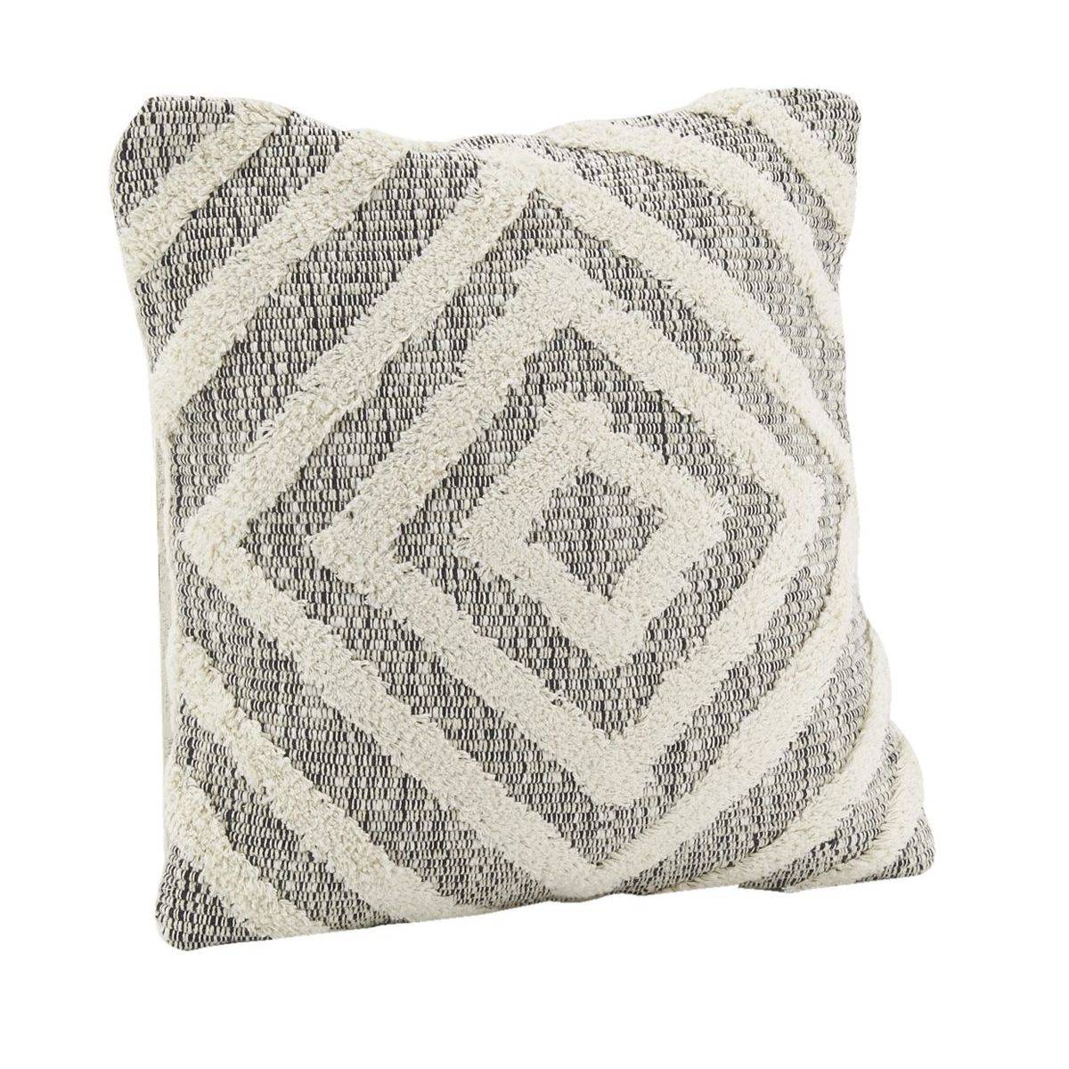 Aubry Gaspard - Coussin en coton écru et beige Losanges - Image 1