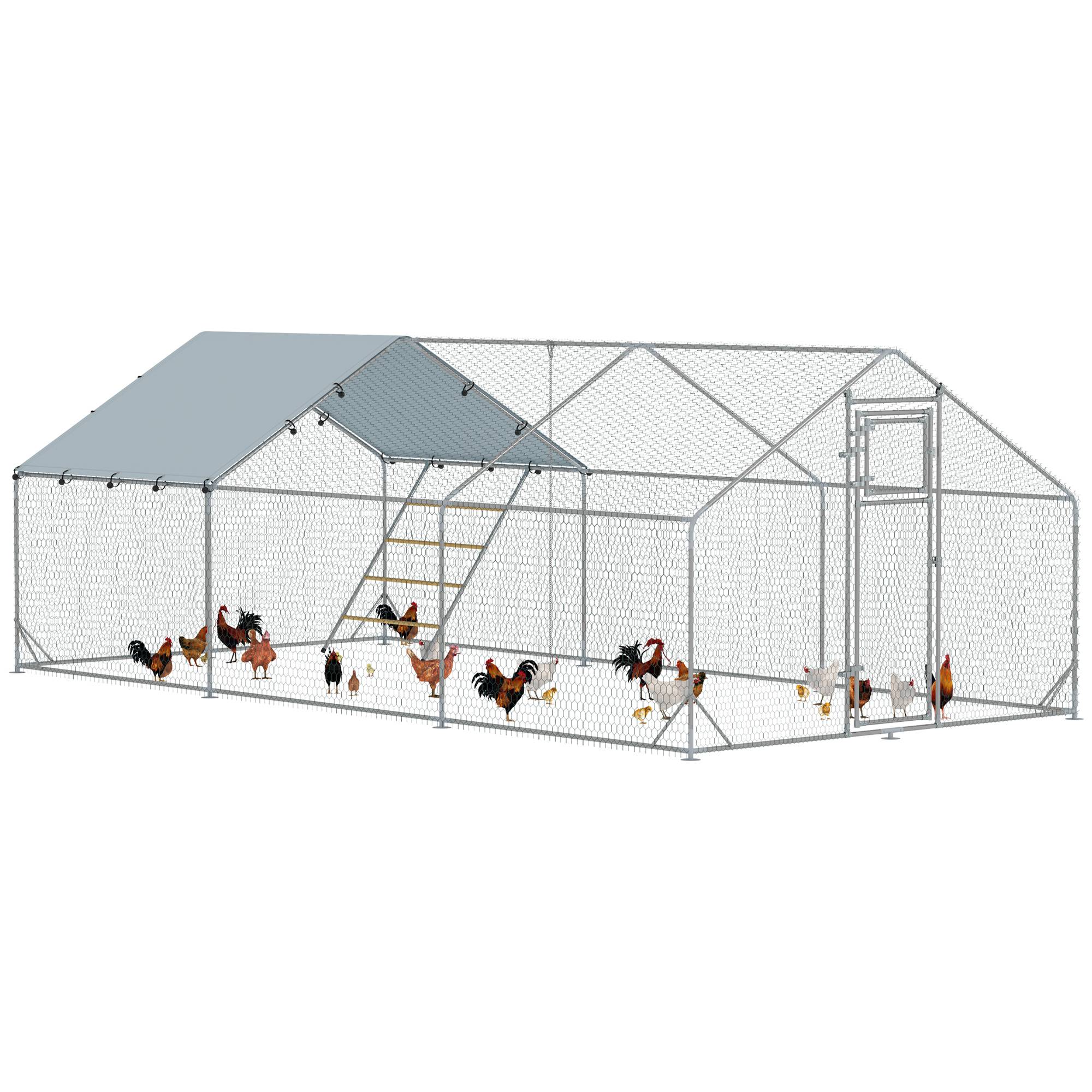 Sans Marque - Poulailler enclos plein air bâche UV grillage acier mangeoire automatique 18-24 poules - Image 1