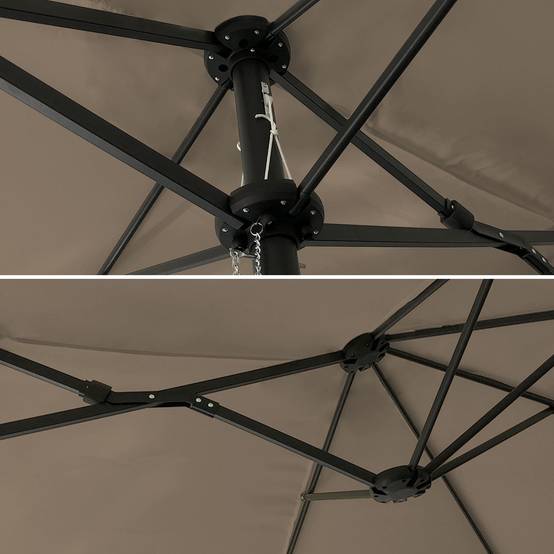 Parasol double 2x4m LINAI taupe - HAPPY GARDEN - Image 3
