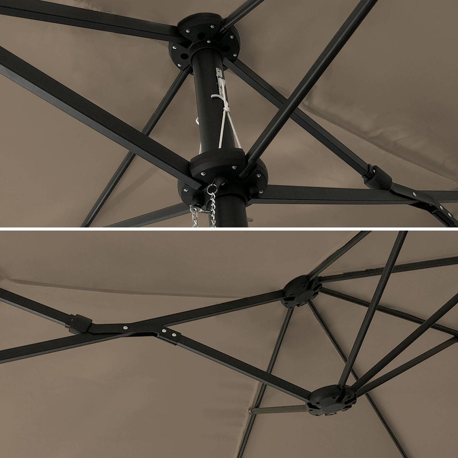 Parasol double 2x4m LINAI taupe - HAPPY GARDEN - Image 3