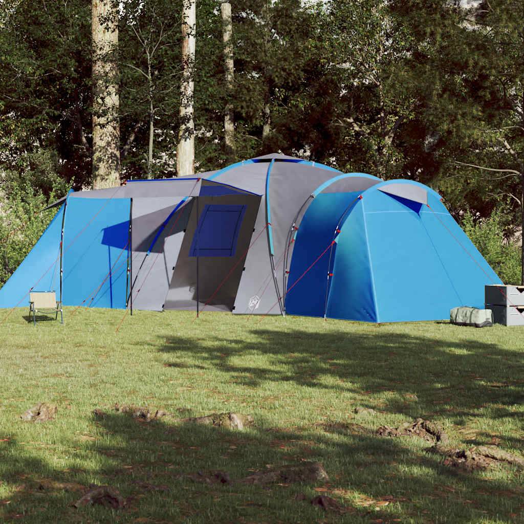 Grande Tente Familiale Dôme 12 Personnes Polyester Imperméable 3 Chambres pour Camping Bleu – ComfortXL Outdoor Living - Image 3