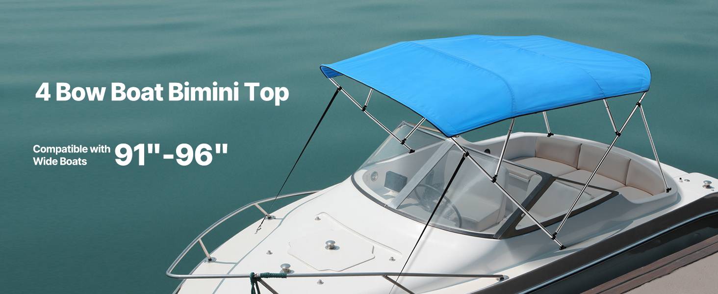 VEVOR Bimini bateau taud de soleil 4 arceaux 231-244 cm polyester Bleu Pacifique - Image 9