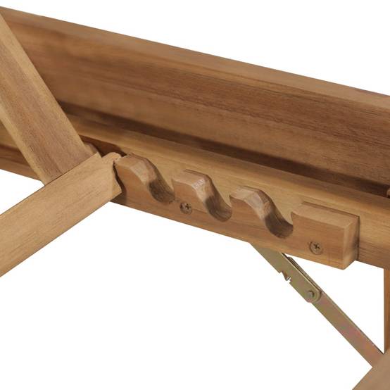 Chaise longue | Transat | Bain de soleil pliable avec coussin Bois d'acacia solide - Image 6