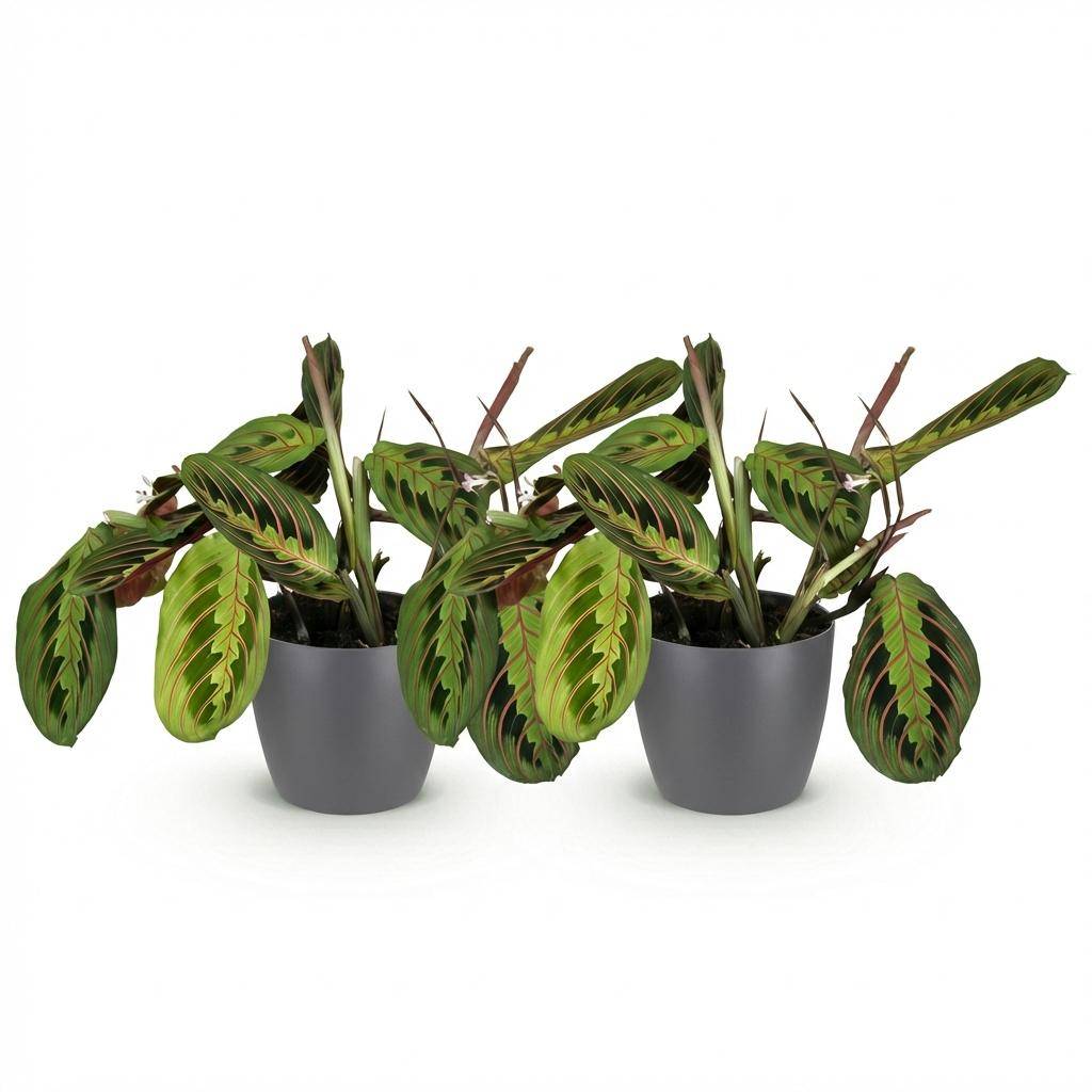 Maranta Fascinator Tricolour - Pet-friendly - Pot de 12cm - Hauteur 25cm - 2 plantes - Gris - Plantes d'intérieur - Image 2