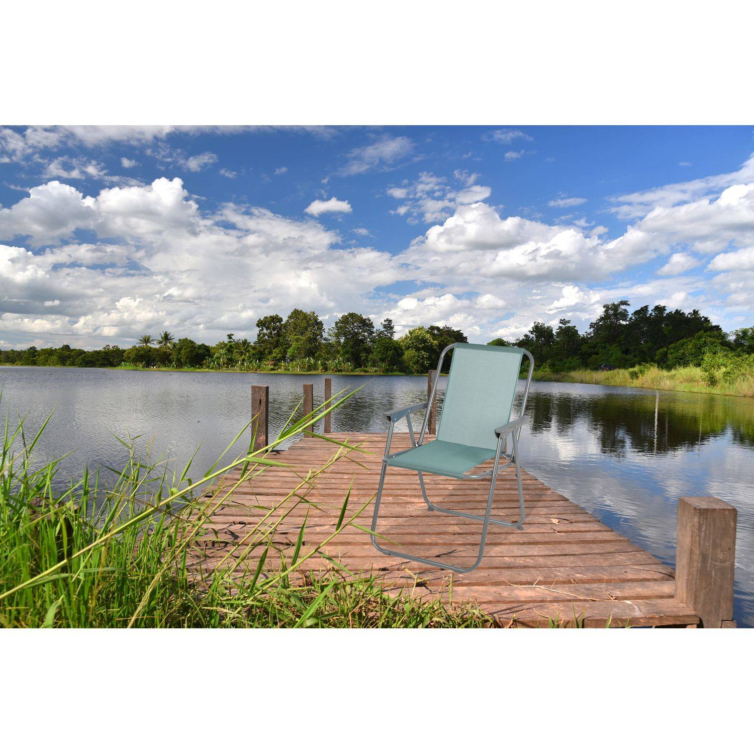 Sans Marque - Chaise de camping pliable - Bleu gris - Sunnydays - Image 2