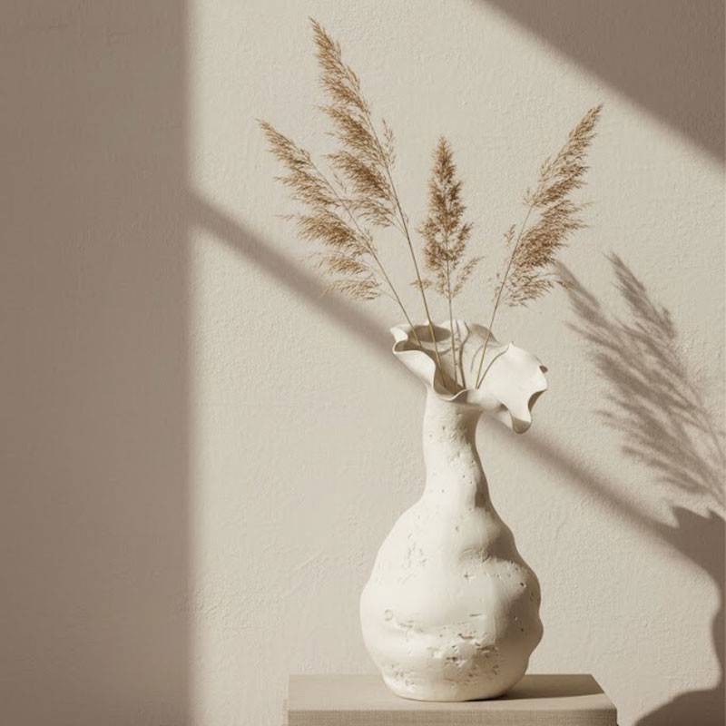 Vase Helix céramique blanc large 19x38x20cm - Image 1