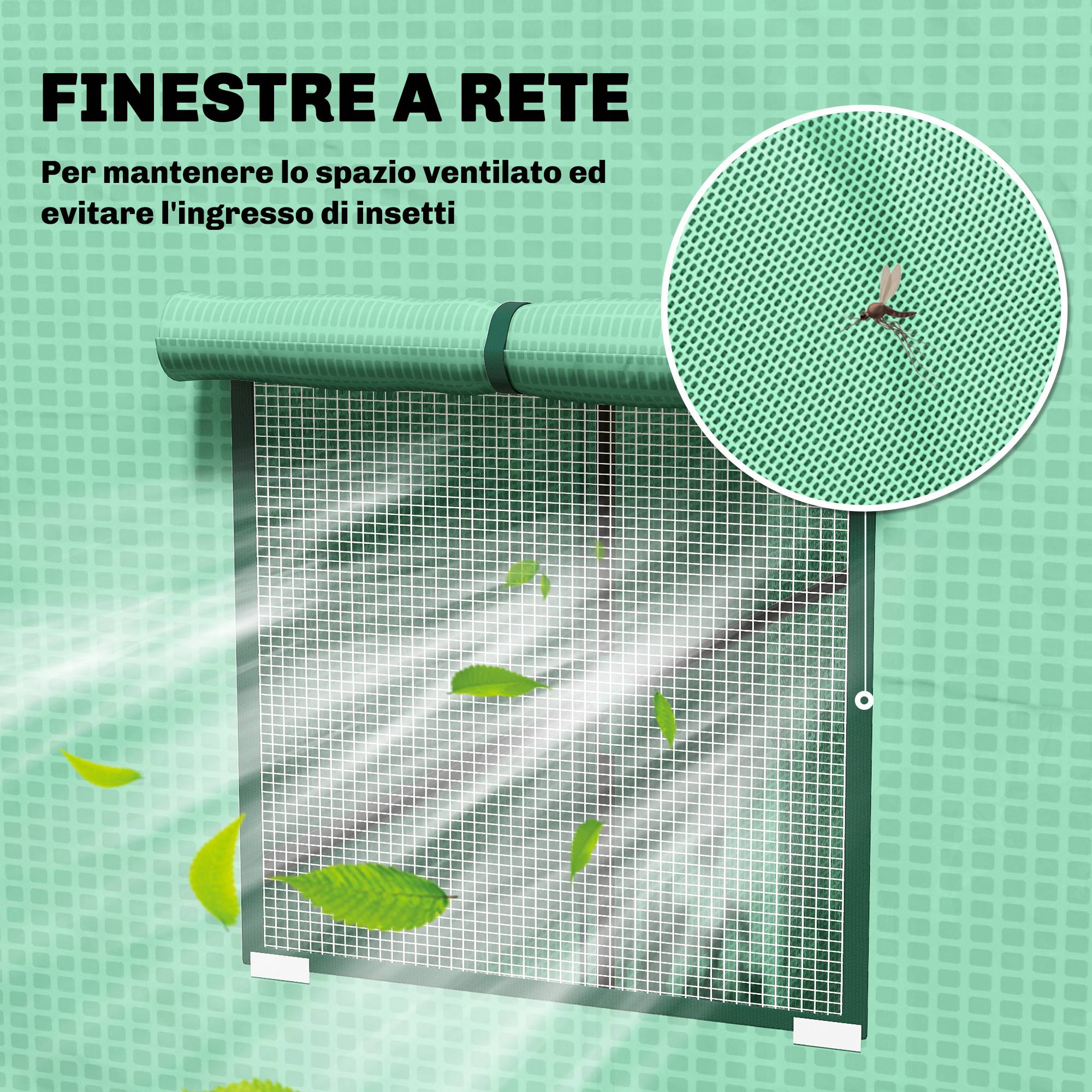 Sans Marque - Serre plantes 196x77x197 cm serre potagère acier PE 2 fenêtres grillagées porte sectionnelle culture légumes fleurs serre verte jardin extérieur - Image 8