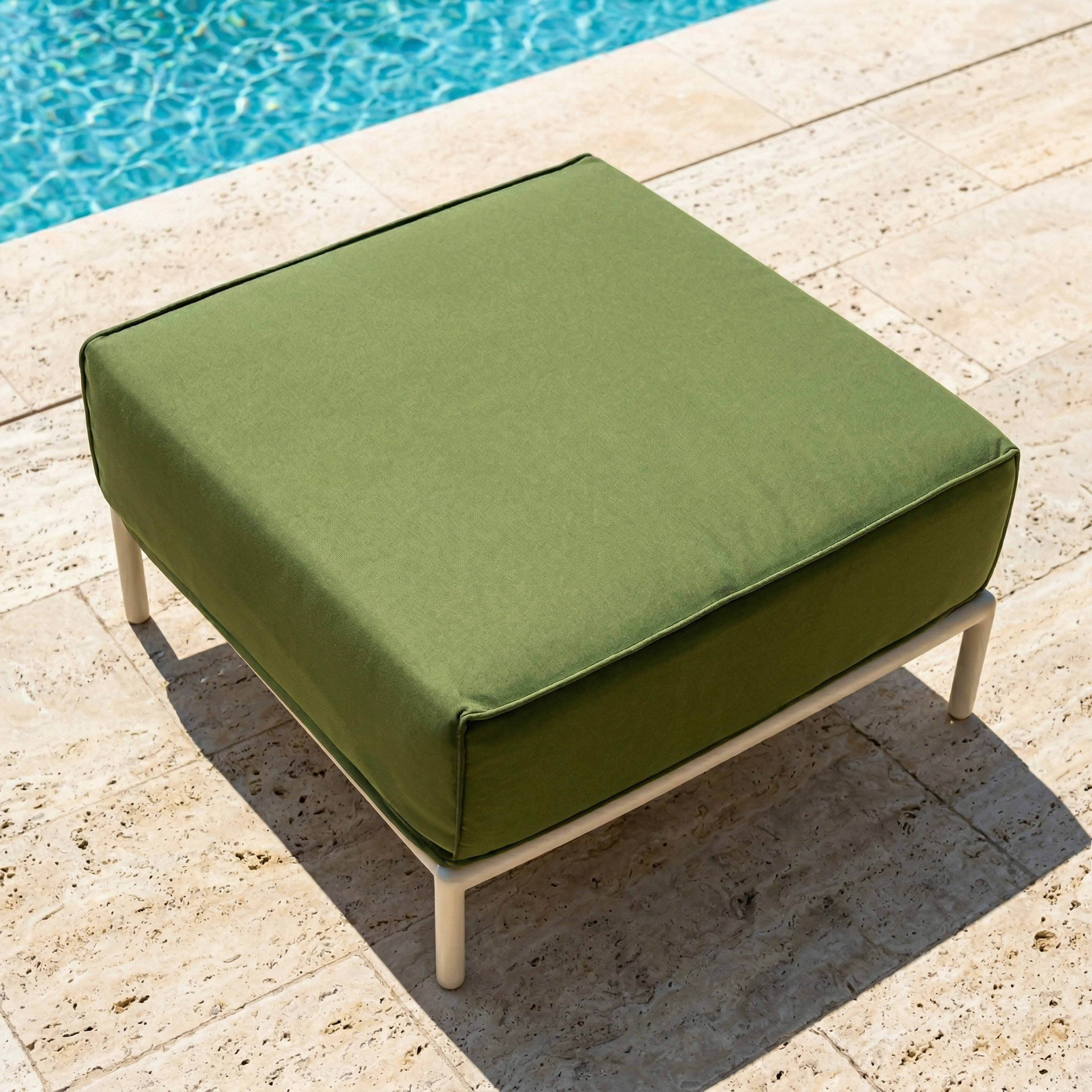 Oviala - Pouf pour salon de jardin modulable en tissu vert kaki Patio - Oviala - Image 3