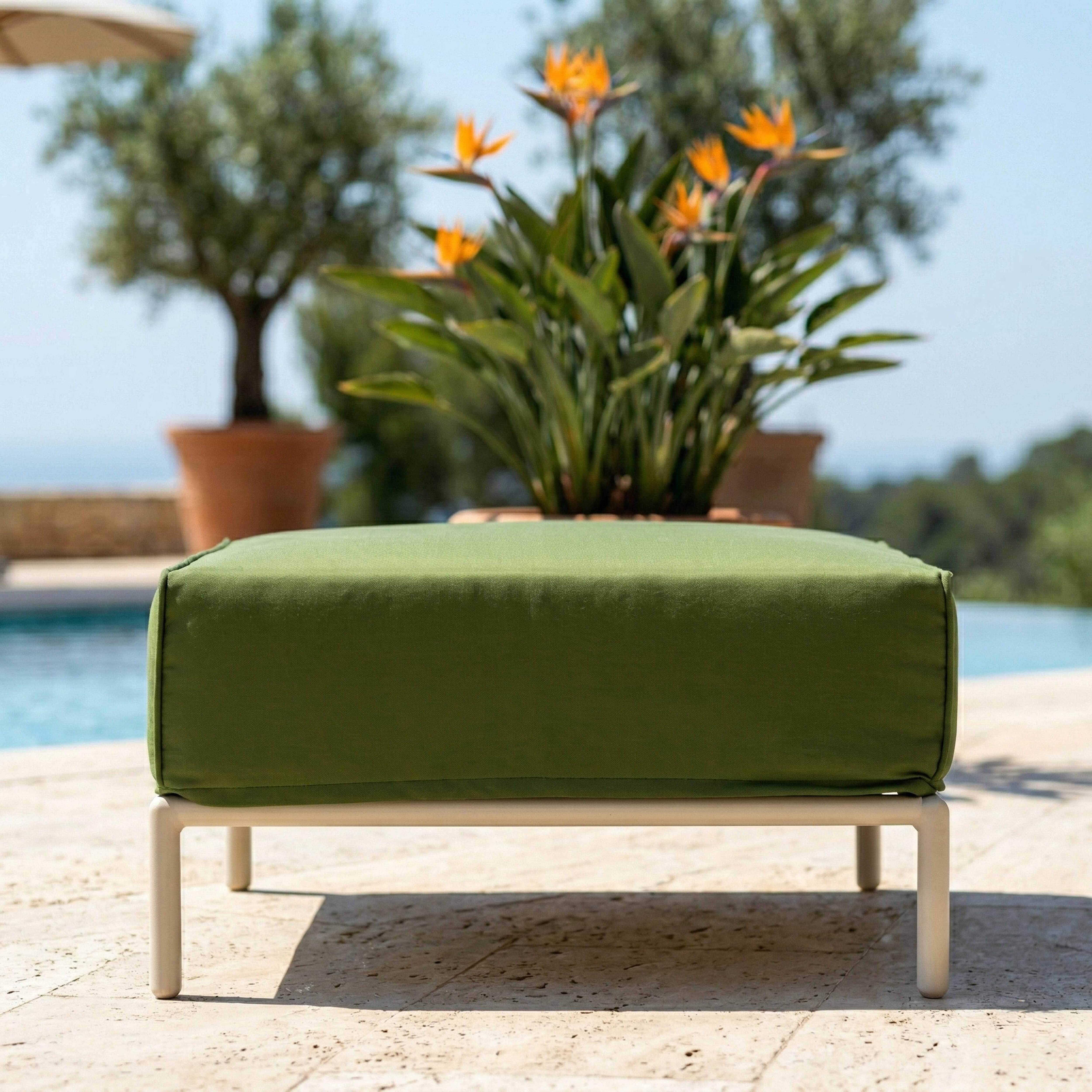 Oviala - Pouf pour salon de jardin modulable en tissu vert kaki Patio - Oviala - Image 4
