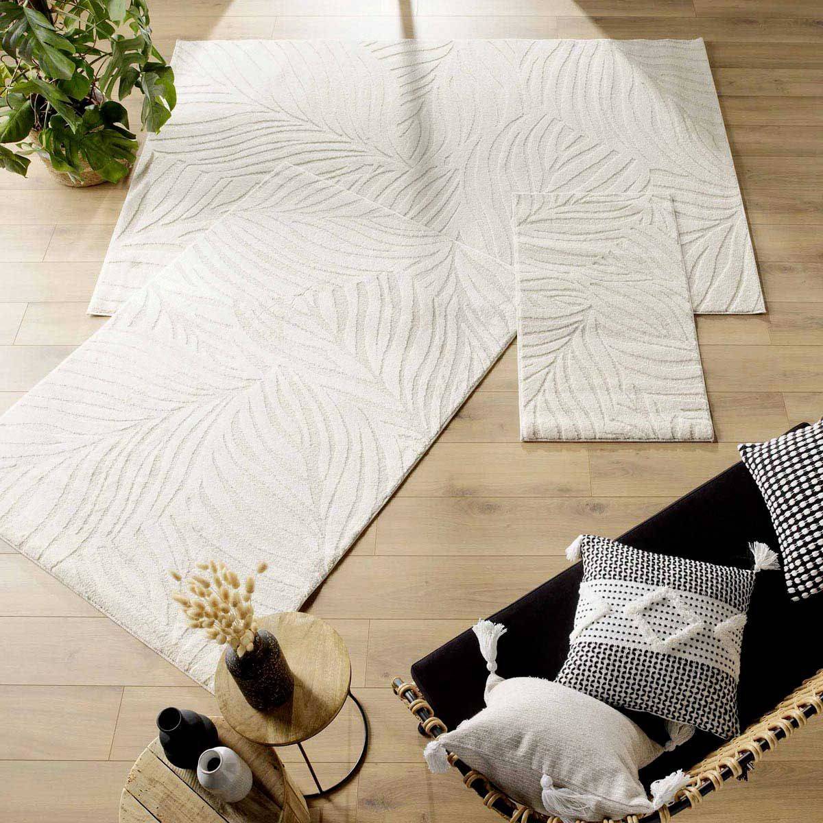 Tapis Shaggy Relief "Ankara" 60x110cm Beige - Image 4