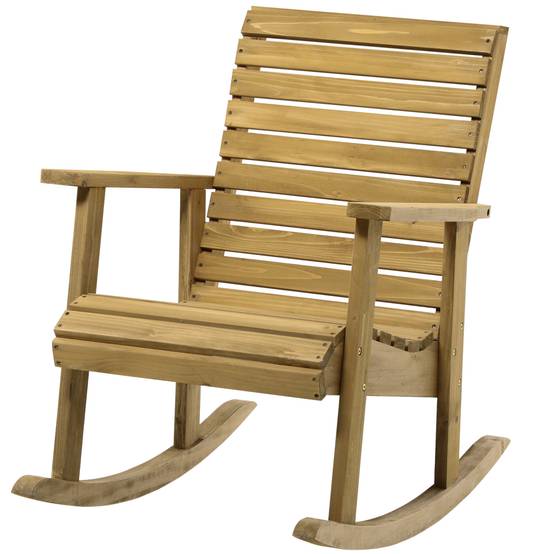 Rocking chair bois sapin jardin fauteuil bascule dossier haut 64x85cm marron - ComfortXL Outdoor Living - Image 2