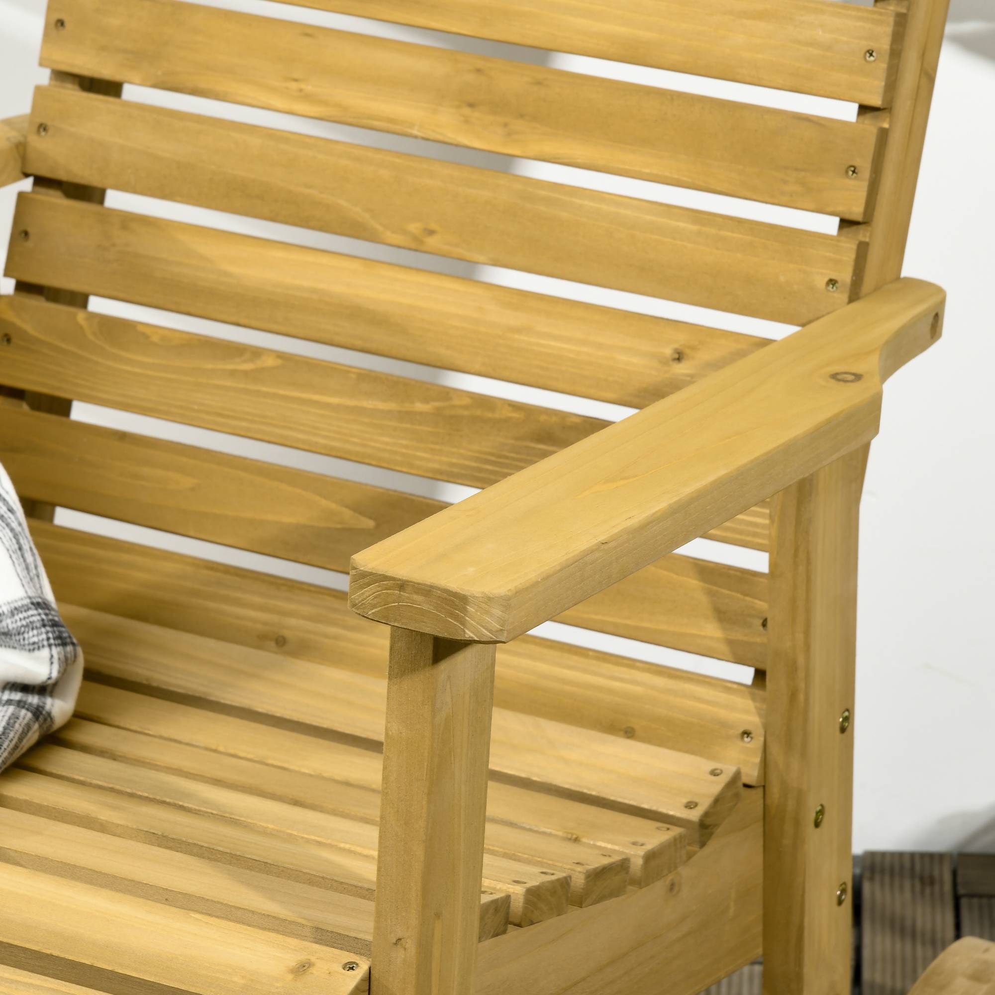 Rocking chair bois sapin jardin fauteuil bascule dossier haut 64x85cm marron - ComfortXL Outdoor Living - Image 9