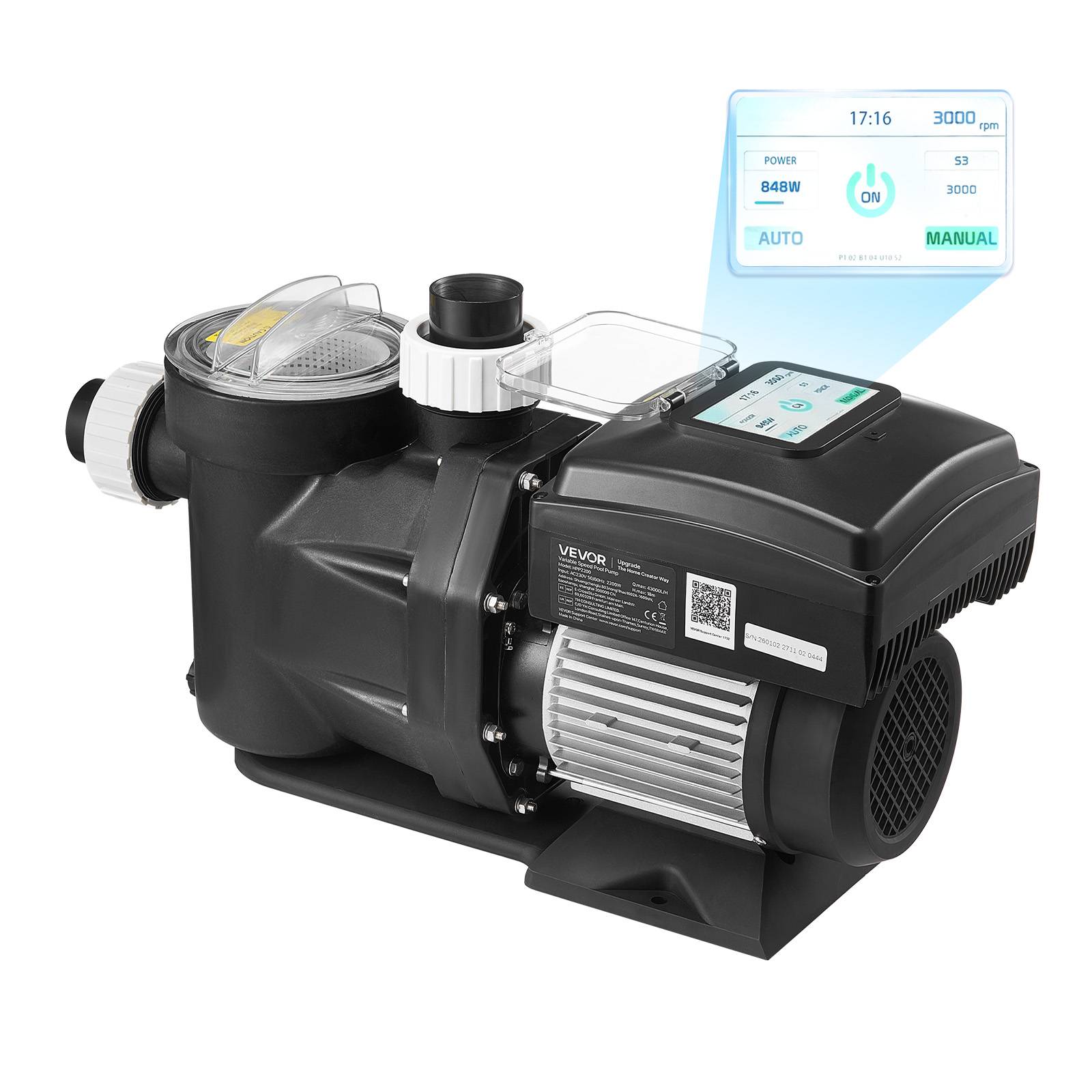 Vevor - VEVOR Pompe Piscine Vitesse Variable Piscine Hors Sol Enterrée 1100 W 26000 L/h - Image 1